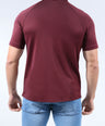 CROCODILE MEN SEMI CASUAL KNIT SLIM FIT SHIRT HS-OXBLOOD RED