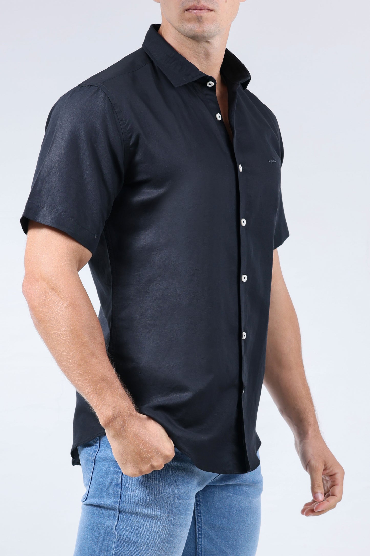 CROCODILE MEN LINEN SLIM FIT HS-BLACK