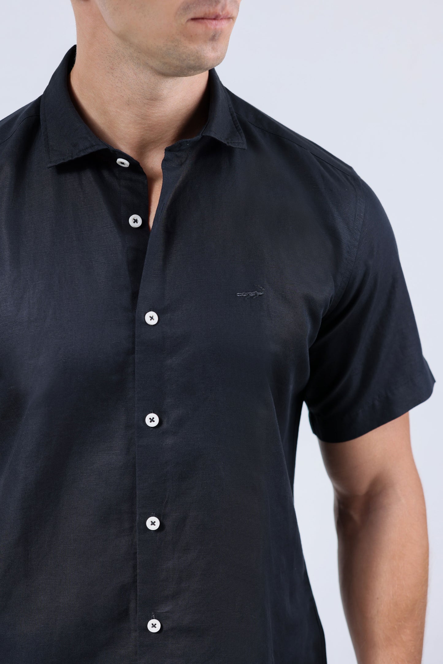 CROCODILE MEN LINEN SLIM FIT HS-BLACK