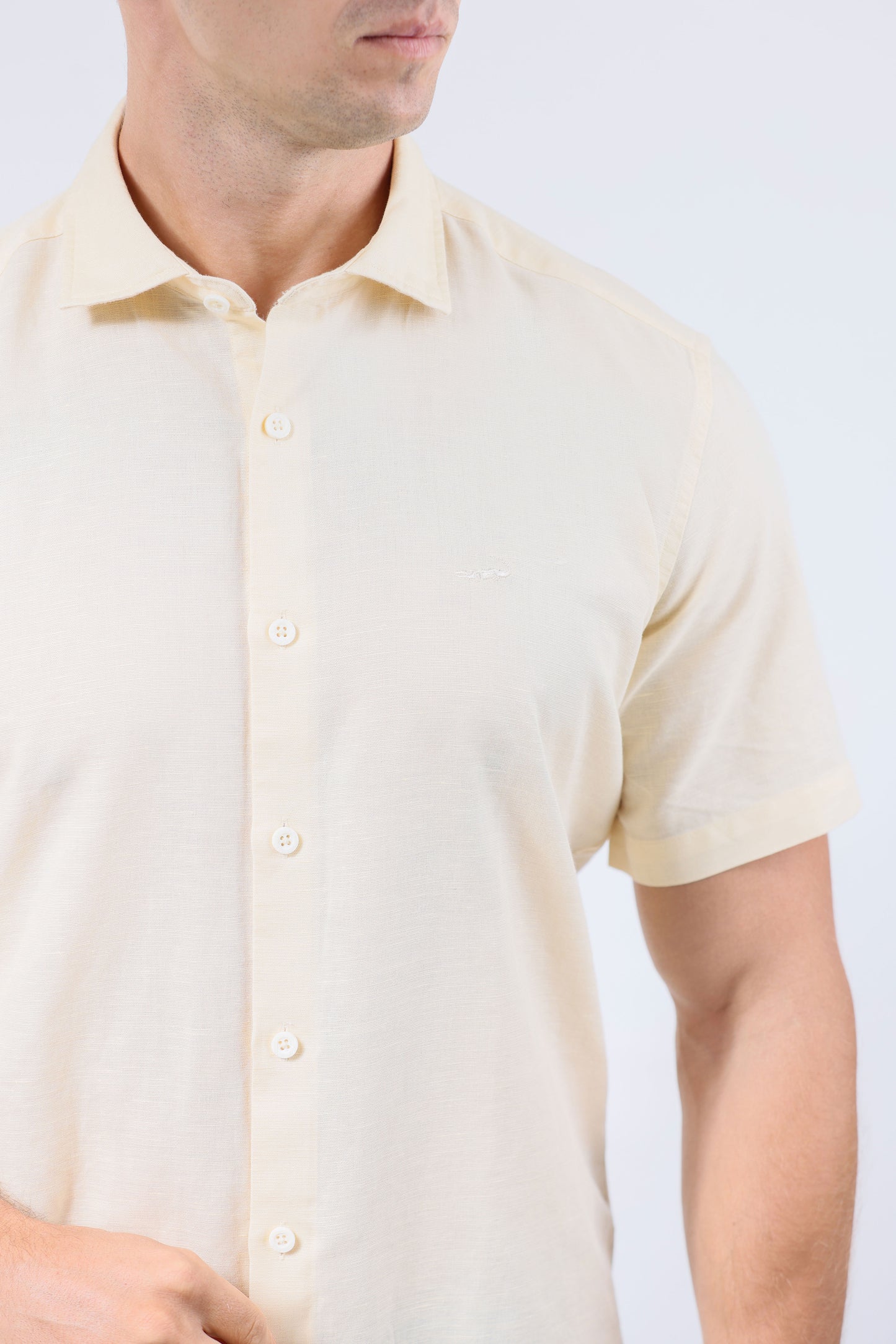 CROCODILE MEN LINEN SLIM FIT HS- BROWN SAFARI