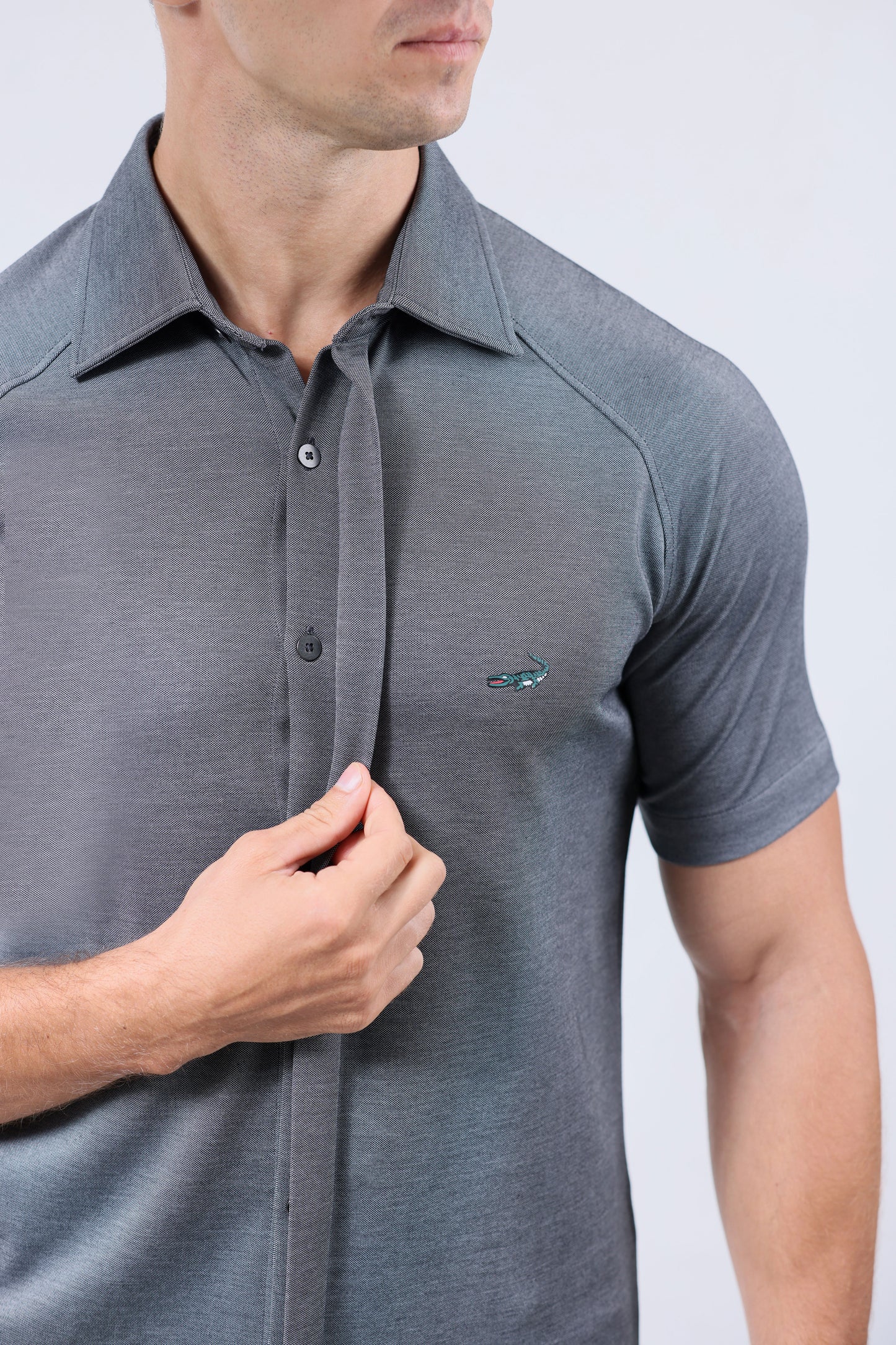 CROCODILE MEN SEMI CASUAL KNIT SLIM FIT SHIRT HS-JET SET