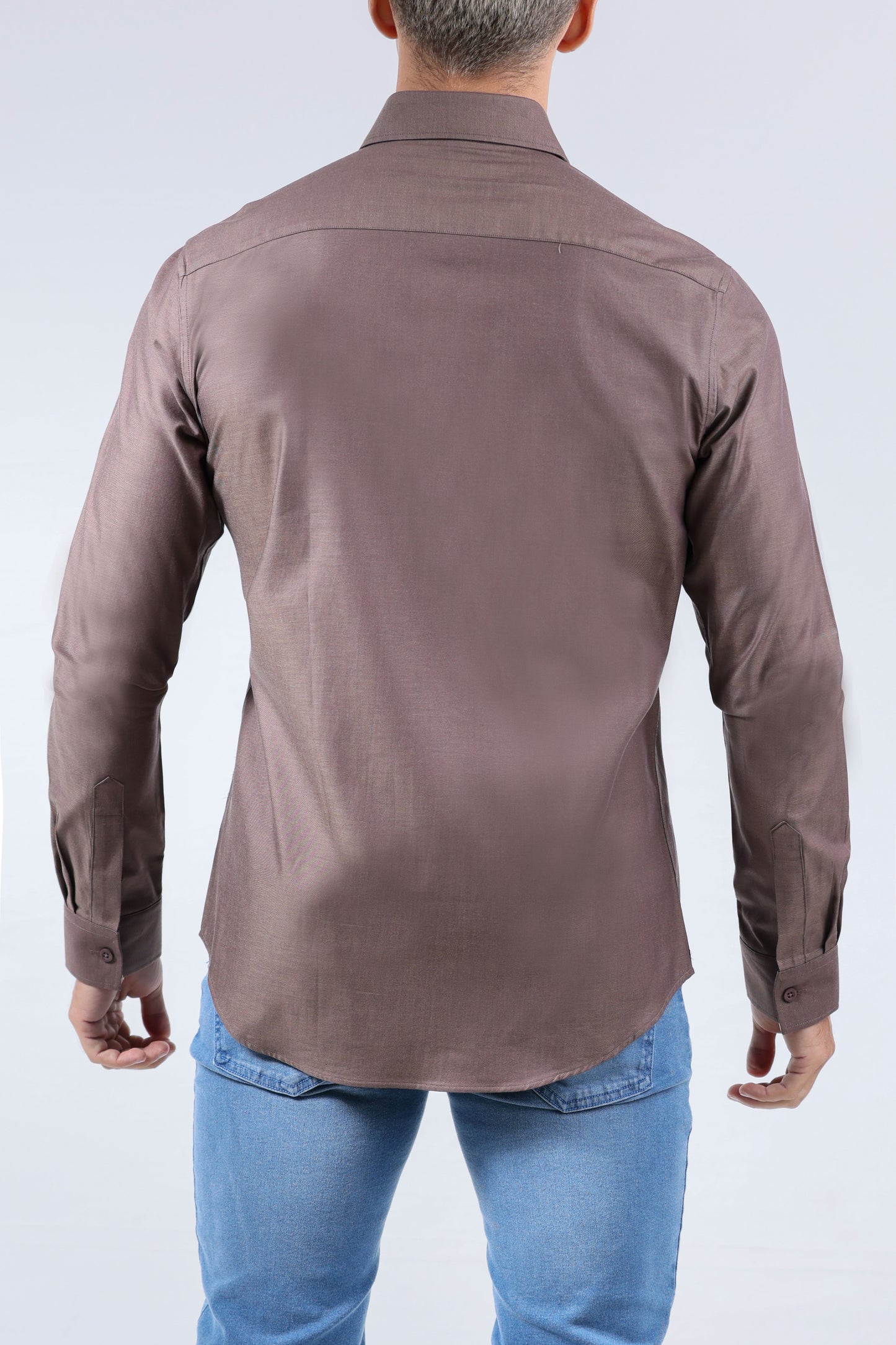 CROCODILE MEN SEMI FORMAL SLIM FIT FS SHIRT-SEAL BROWN