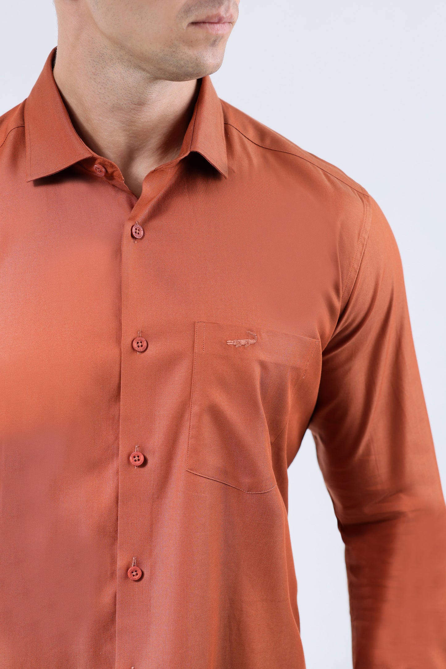 CROCODILE MEN SEMI FORMAL SLIM FIT FS SHIRT-CHOCOLATE