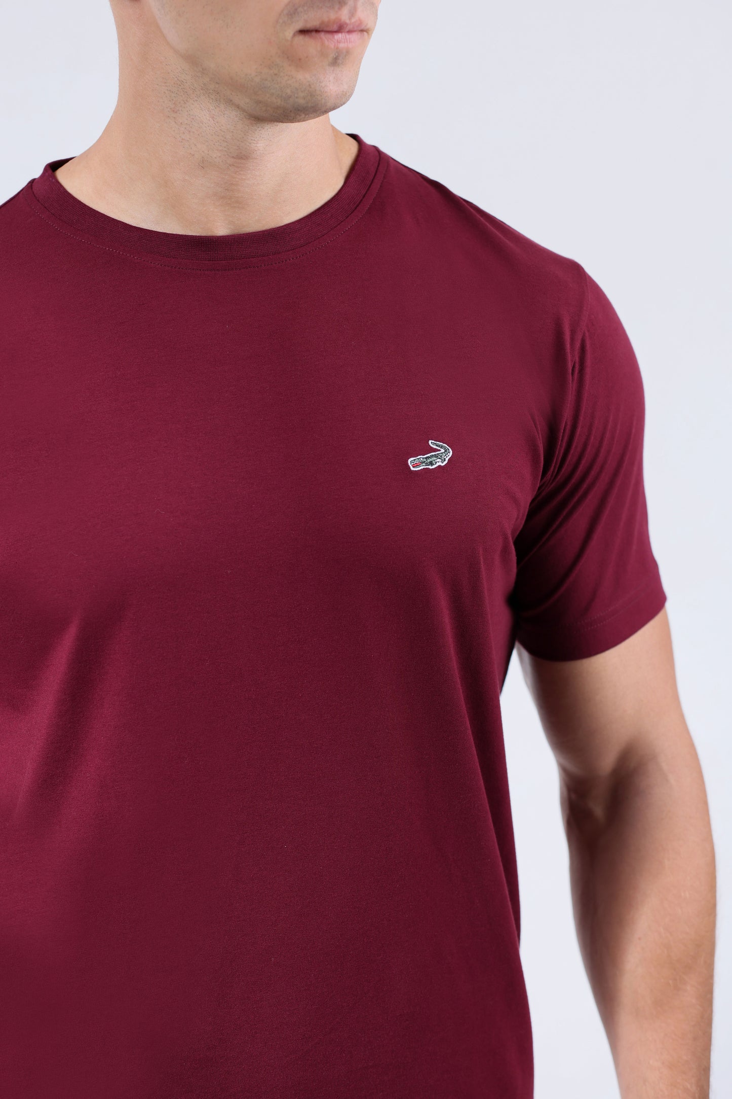 CROCODILE CREW NECK  ACTION FIT HS T SHIRT-WINDSOR WINE