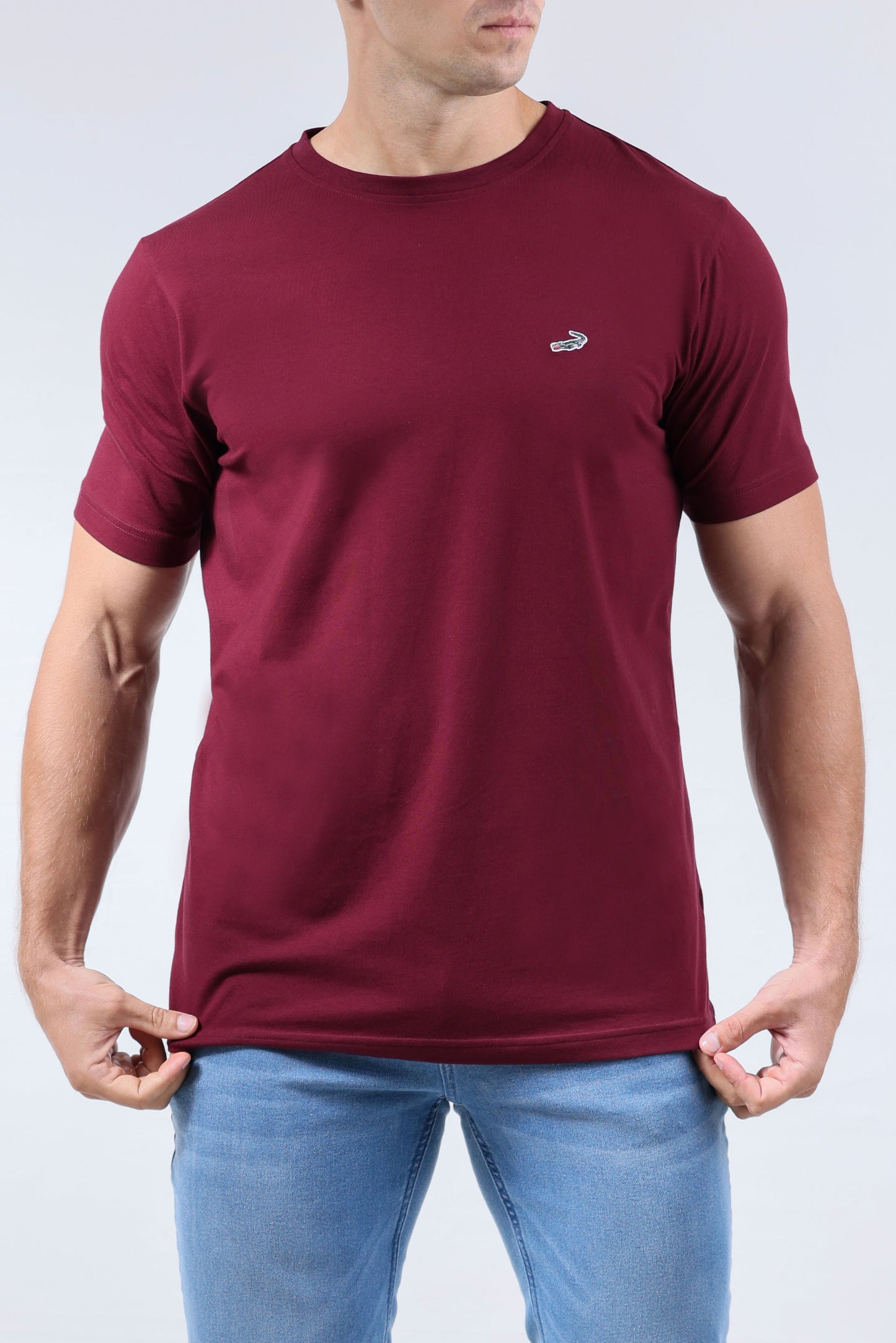 CROCODILE CREW NECK  ACTION FIT HS T SHIRT-WINDSOR WINE