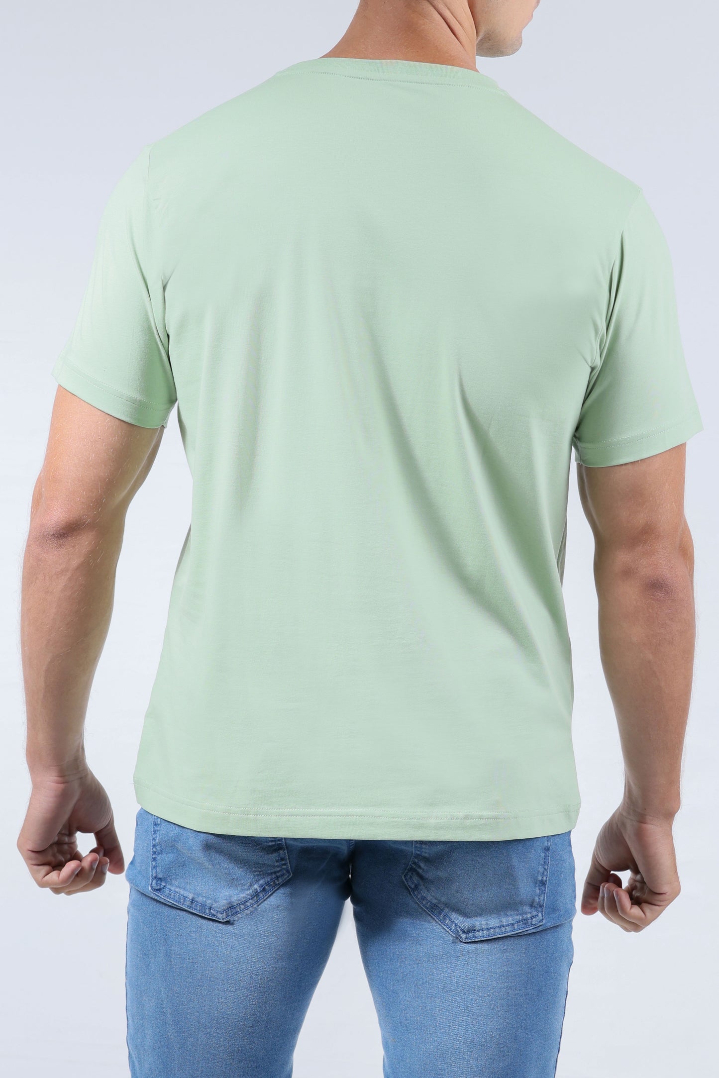 CROCODILE CREW NECK  ACTION FIT HS T SHIRT-GREEN MEADOW