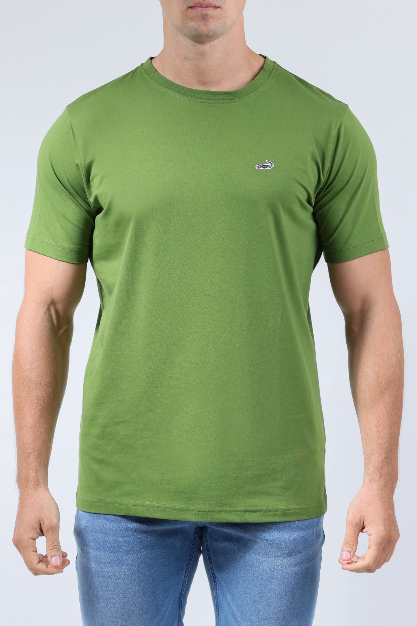 CROCODILE CREW NECK  ACTION FIT HS T SHIRT-GRASS HOPPER