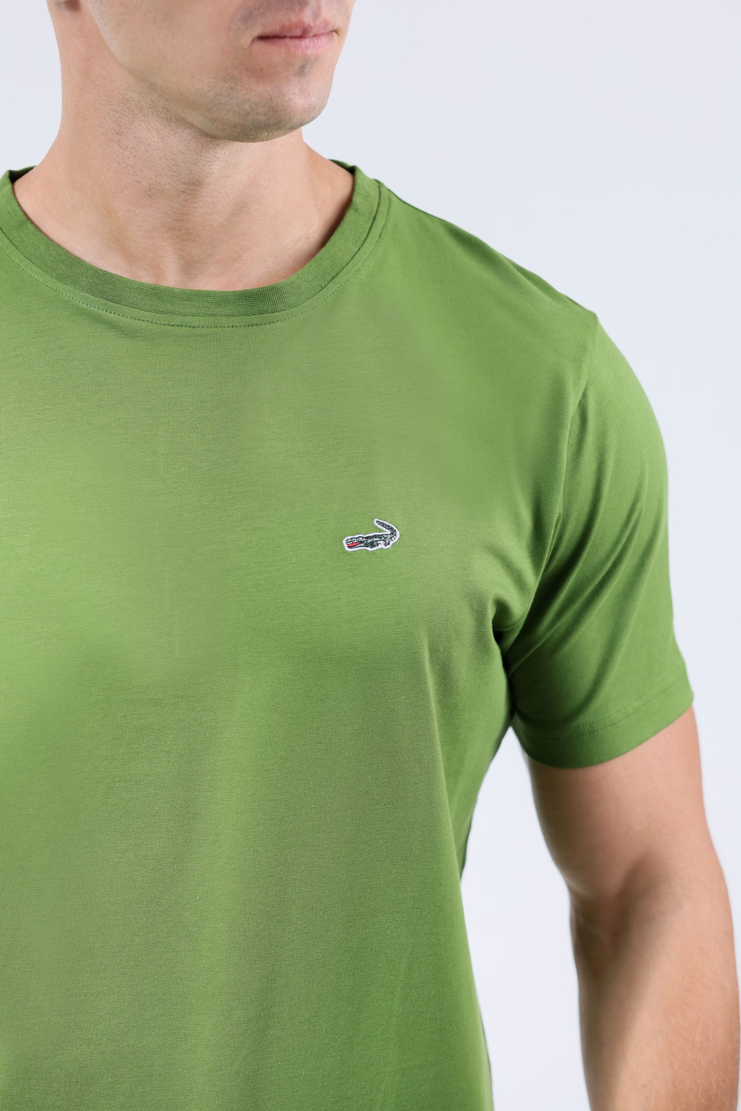 CROCODILE CREW NECK  ACTION FIT HS T SHIRT-GRASS HOPPER