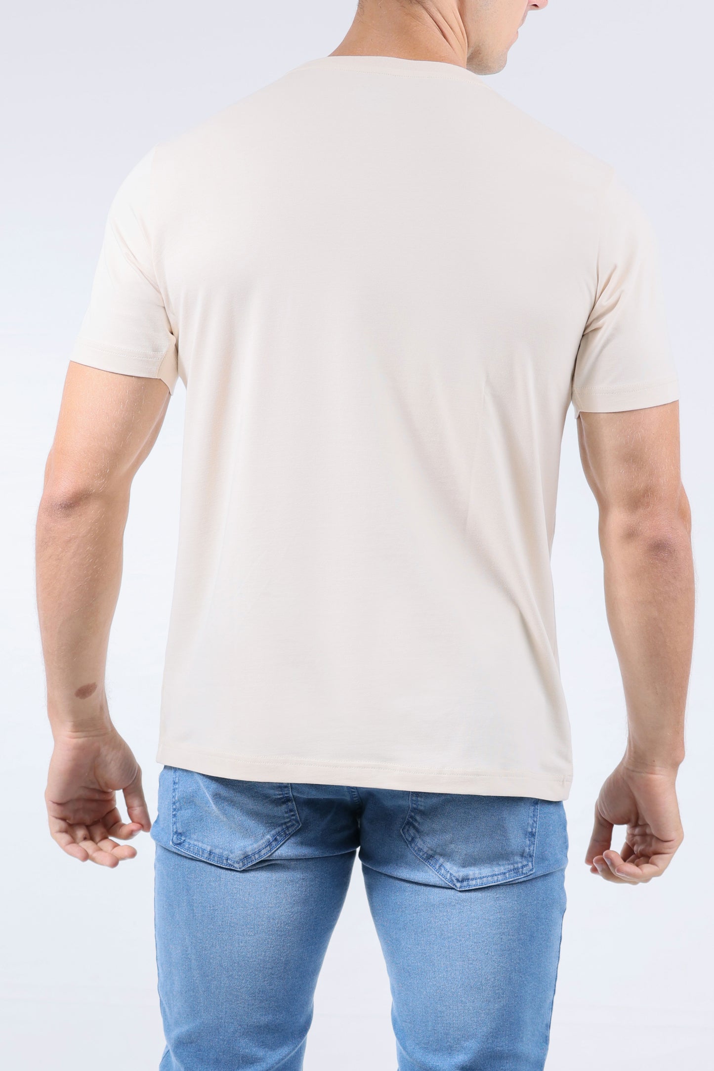 CROCODILE CREW NECK  ACTION FIT HS T SHIRT-ANTIQE WHITE