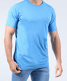 CROCODILE CREW NECK  ACTION FIT HS T SHIRT-MEDITERRANIAN BLUE