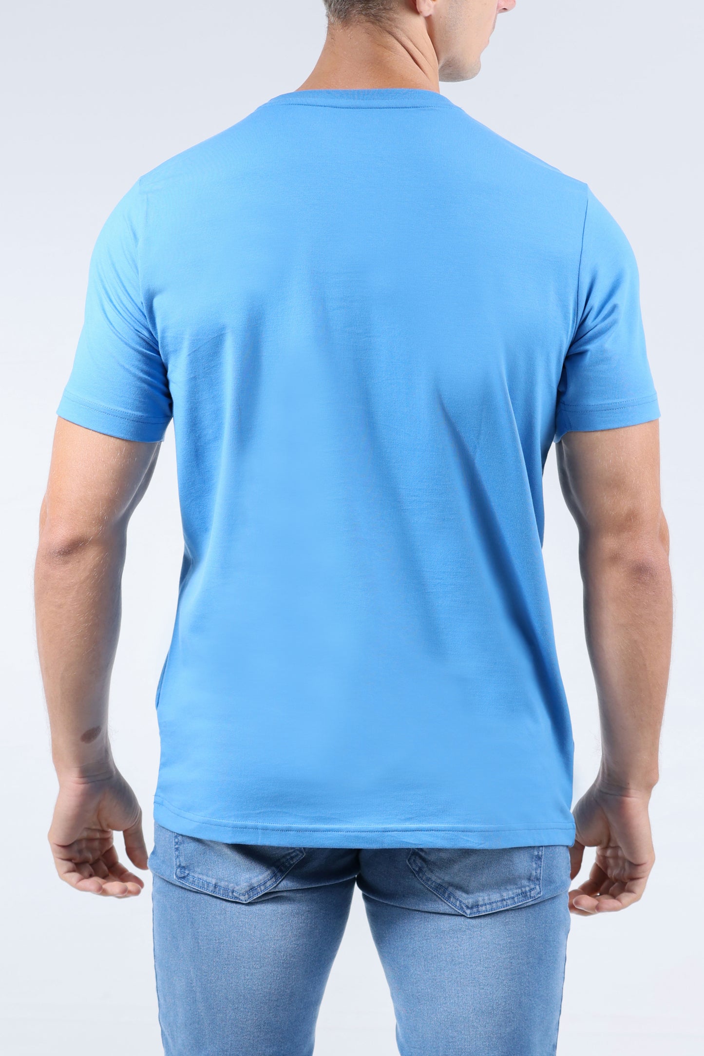 CROCODILE CREW NECK  ACTION FIT HS T SHIRT-MEDITERRANIAN BLUE