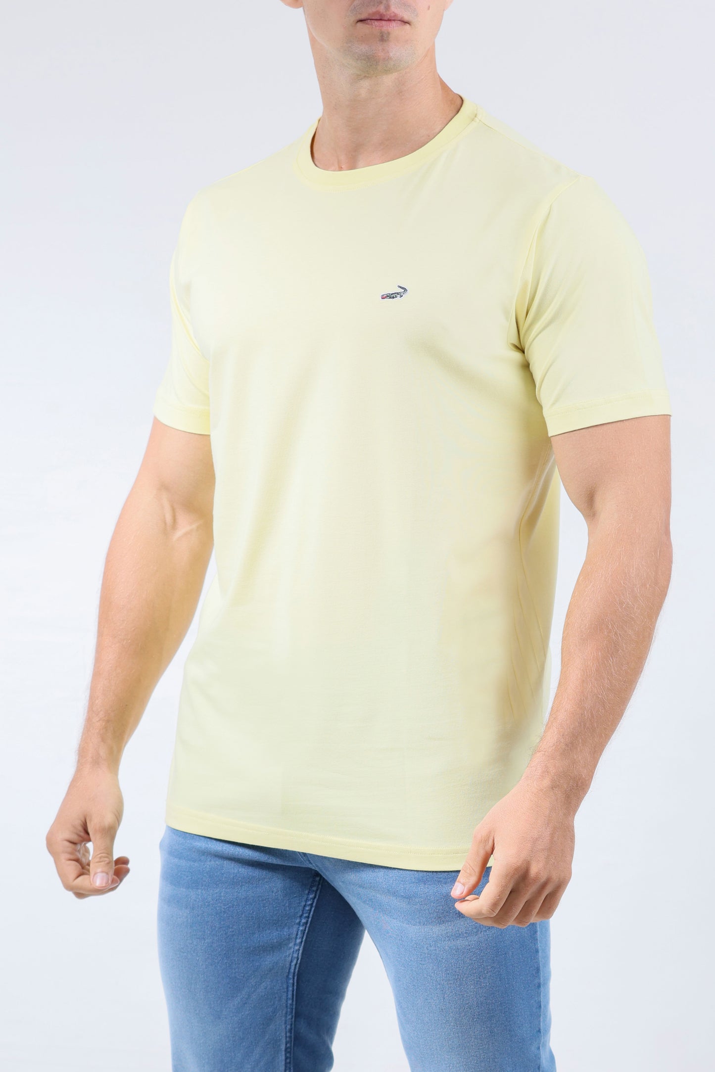 CROCODILE CREW NECK  ACTION FIT HS T SHIRT-YELLOW CUSTARD
