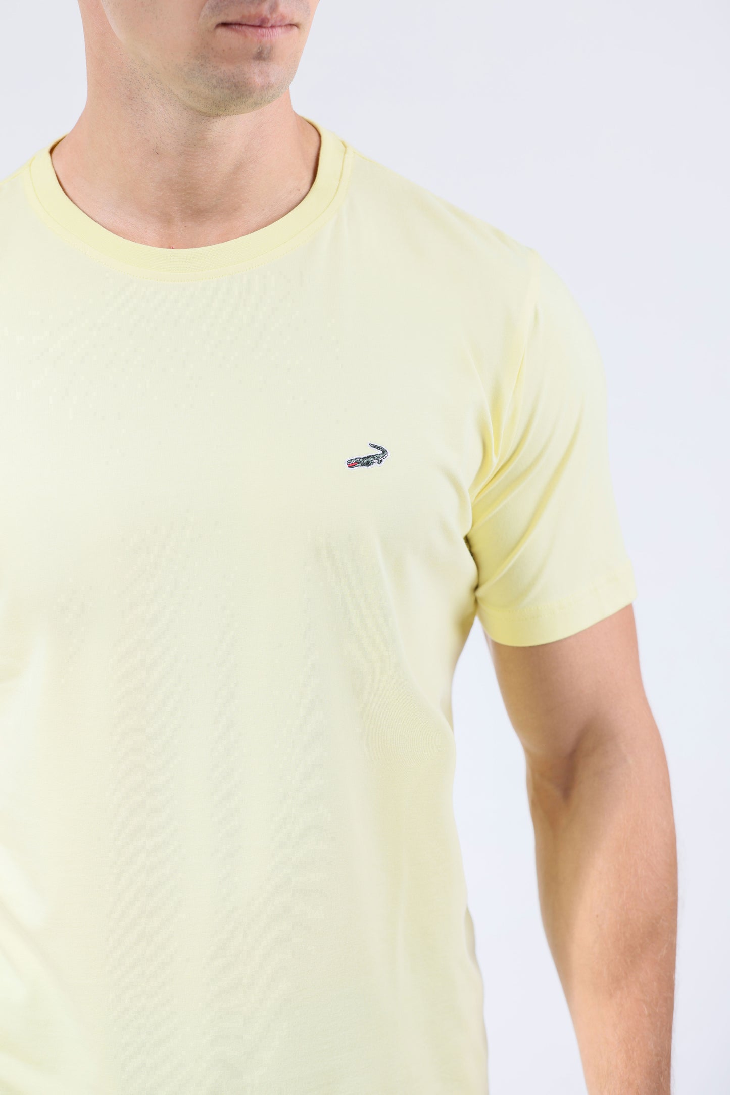 CROCODILE CREW NECK  ACTION FIT HS T SHIRT-YELLOW CUSTARD