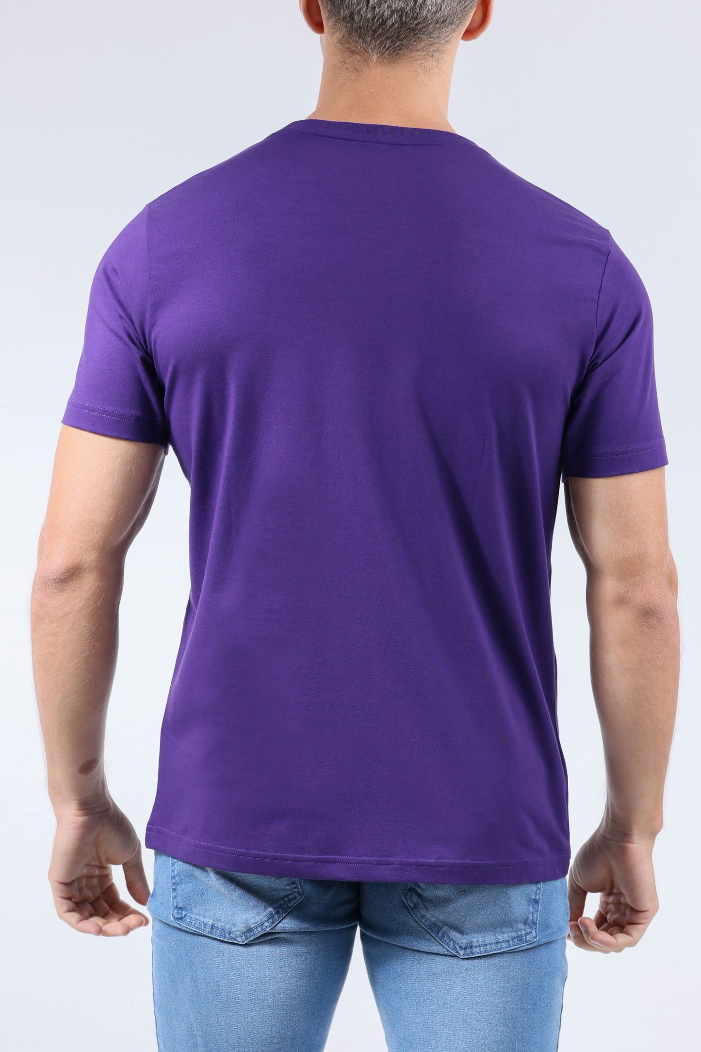 CROCODILE CREW NECK  ACTION FIT HS T SHIRT-GRAPE ROYAL