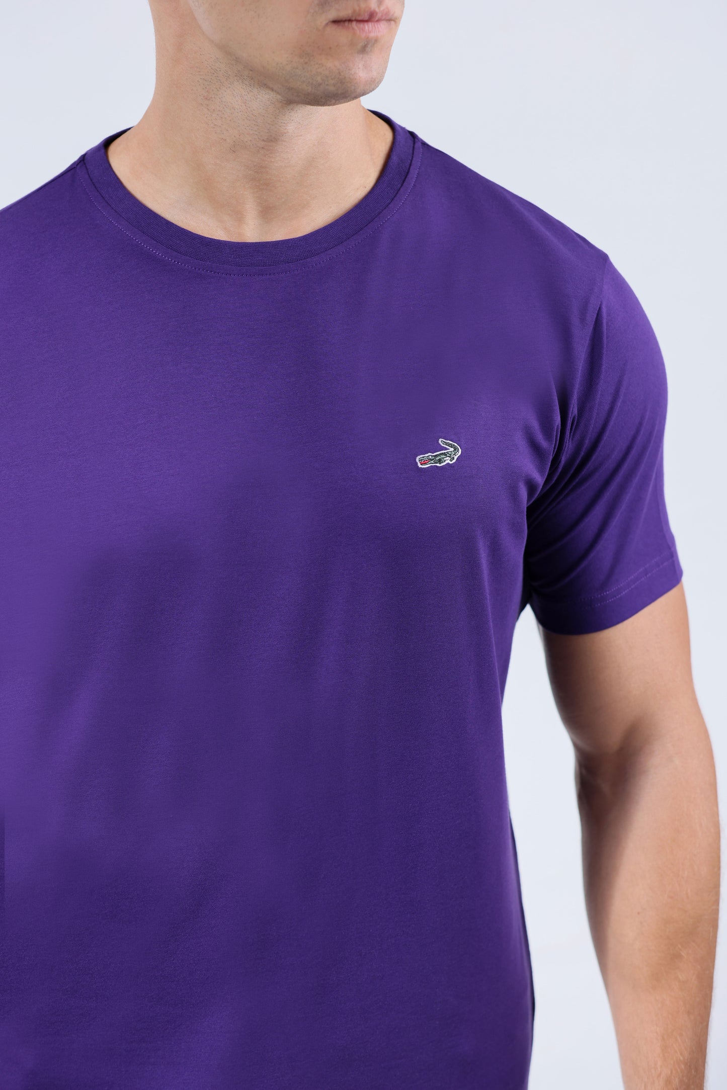 CROCODILE CREW NECK  ACTION FIT HS T SHIRT-GRAPE ROYAL