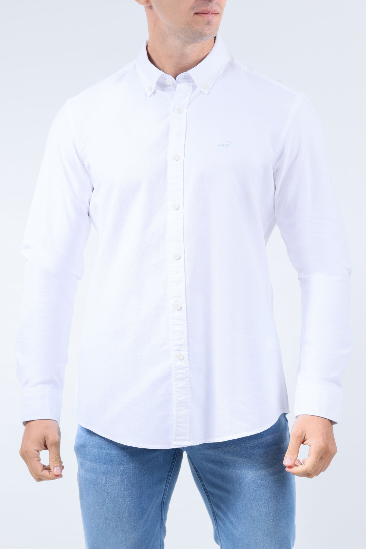 CROCODILE MEN SEMI CASUAL SLIM FIT FS SHIRT-WHITE
