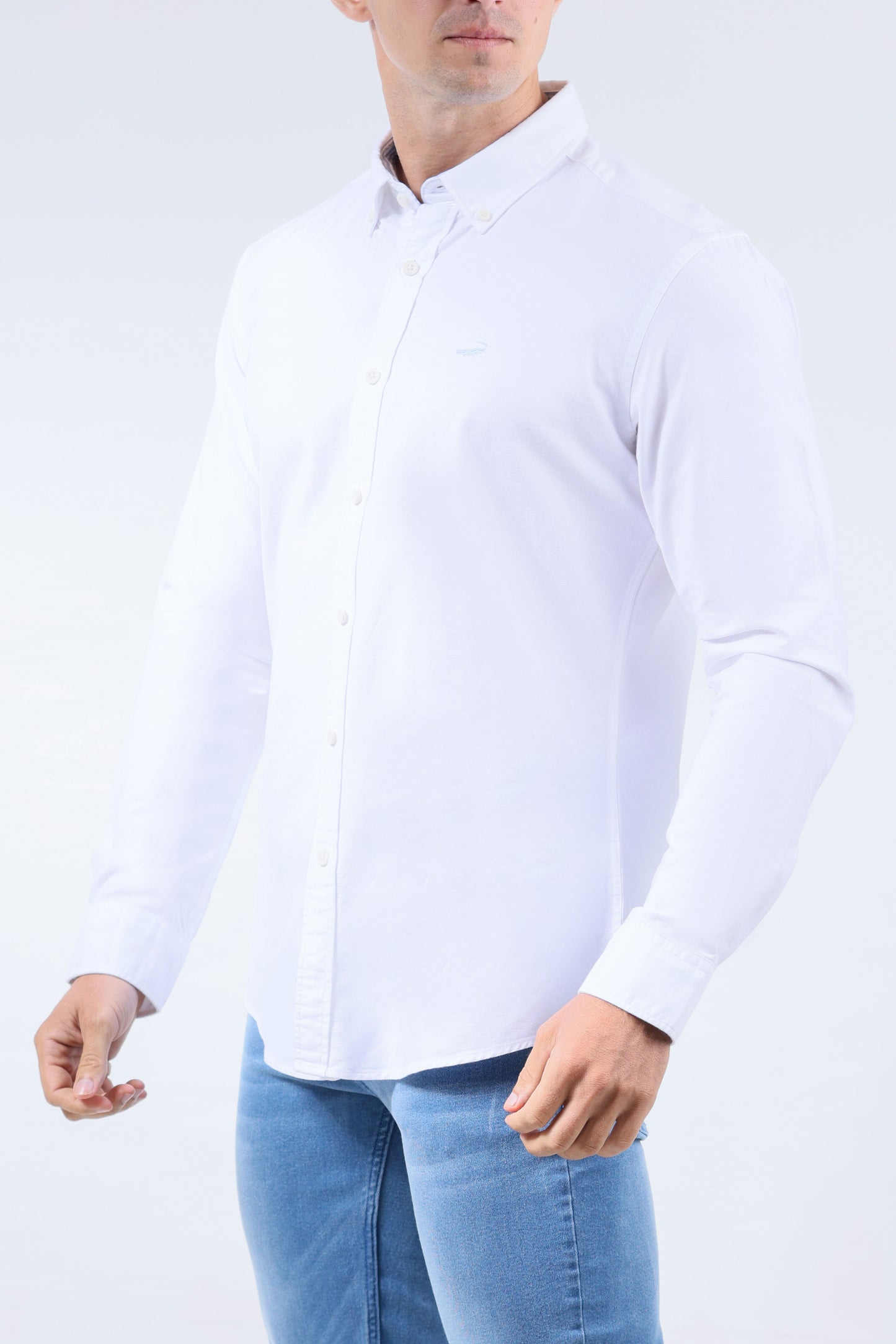 CROCODILE MEN SEMI CASUAL SLIM FIT FS SHIRT-WHITE