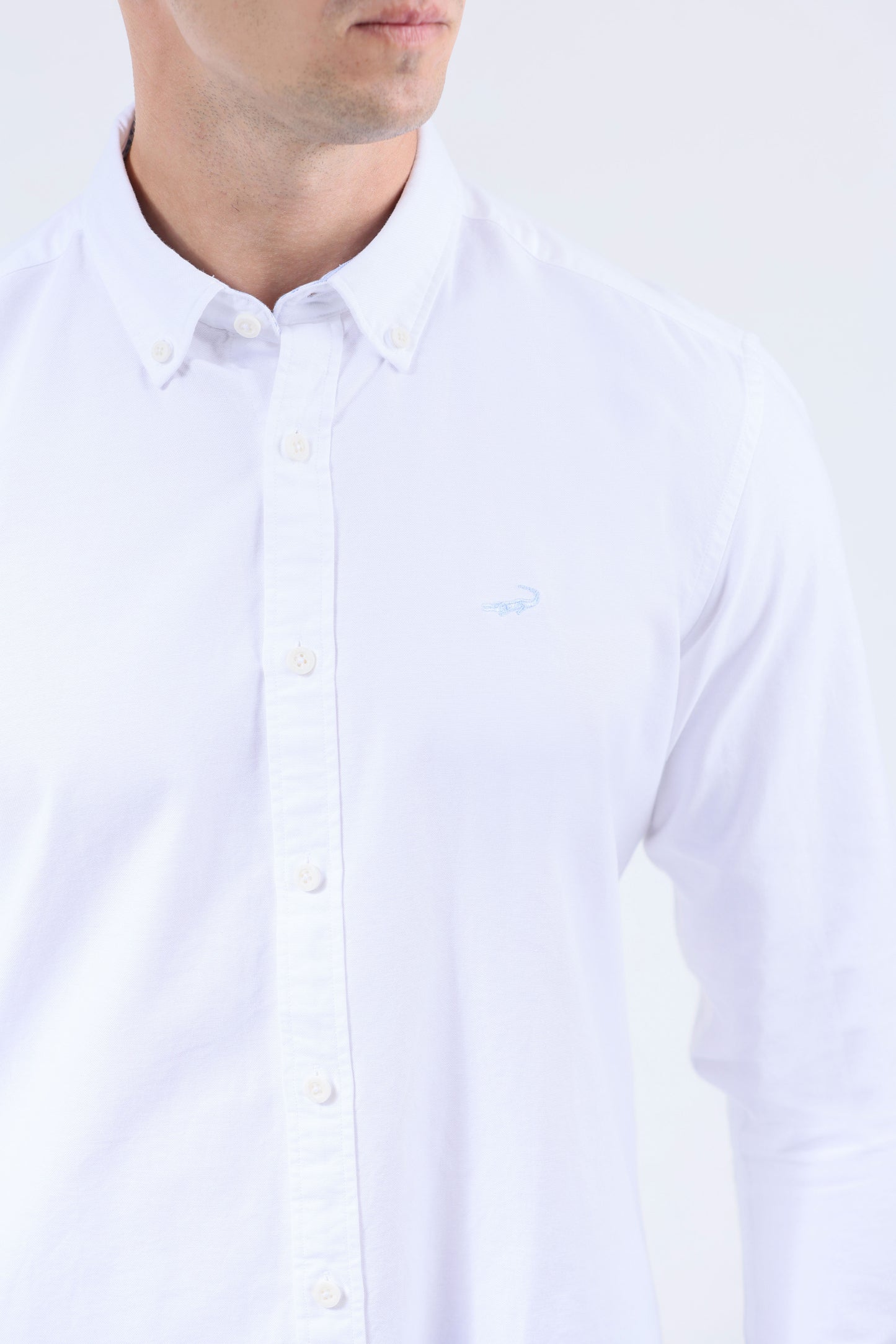 CROCODILE MEN SEMI CASUAL SLIM FIT FS SHIRT-WHITE
