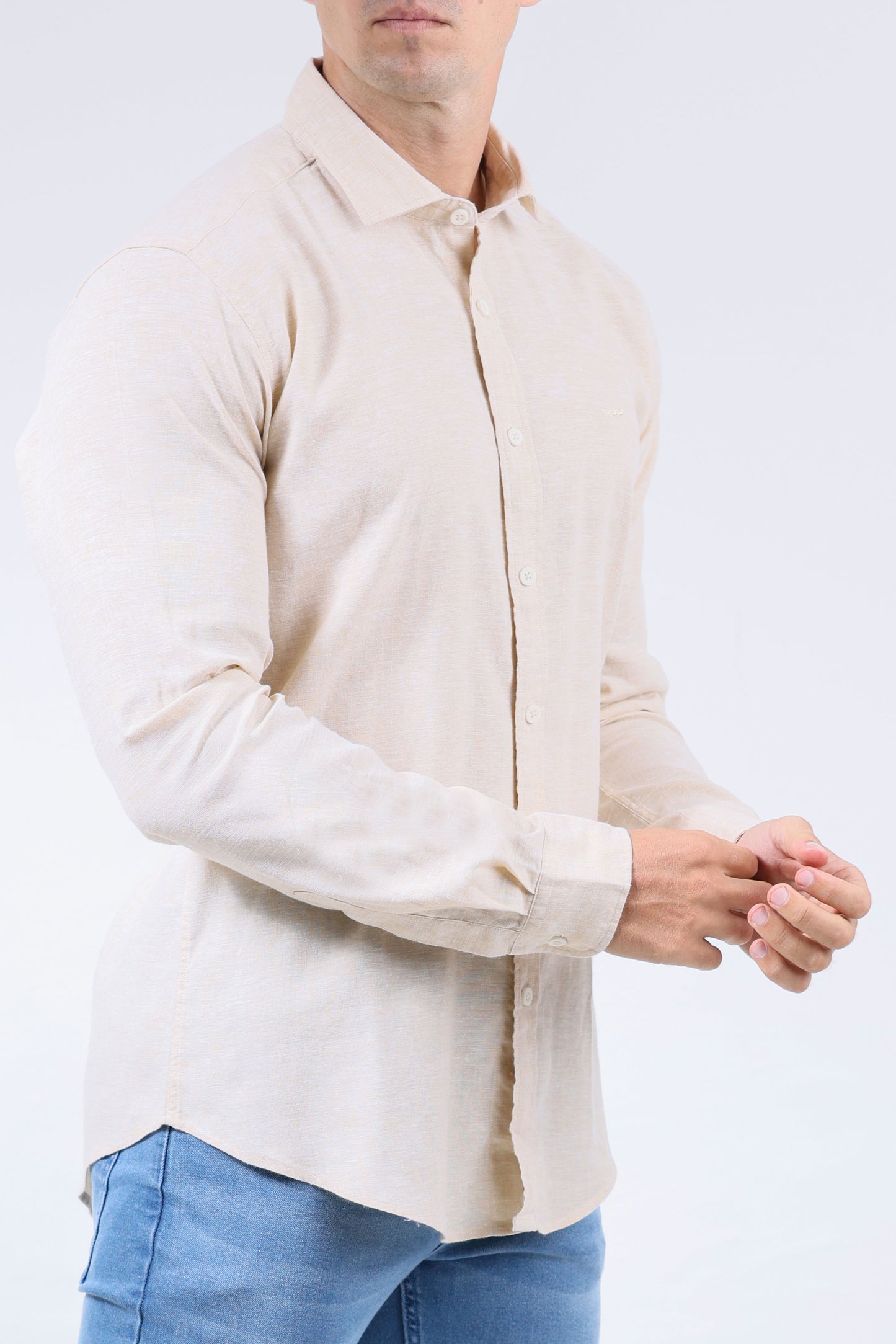 CROCODILE MEN SEMI CASUAL SLIM FIT FS SHIRT-BROWN SAFARI