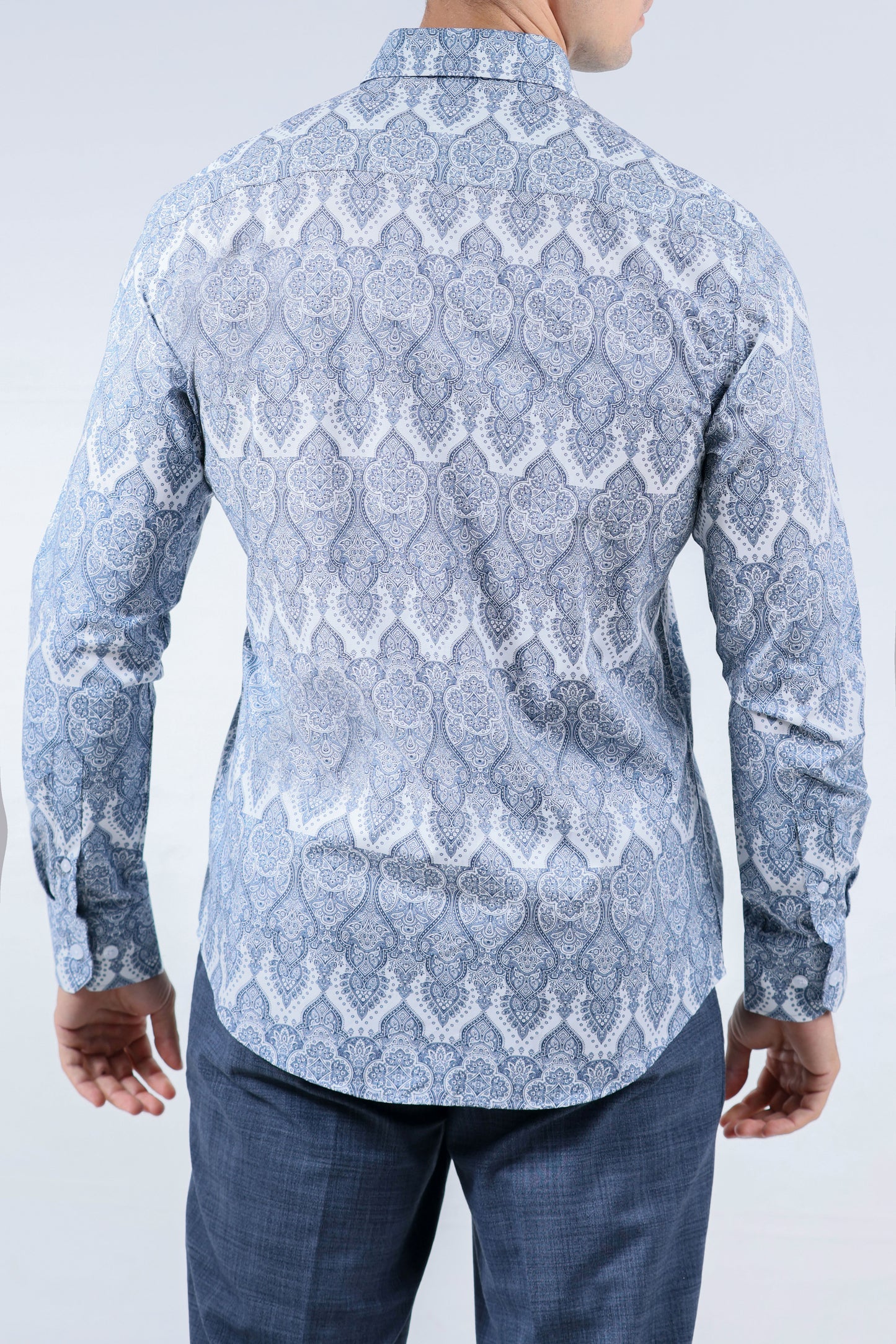 CROCODILE MEN EVENING SLIM FIT FS SHIRT-BLUE ICE