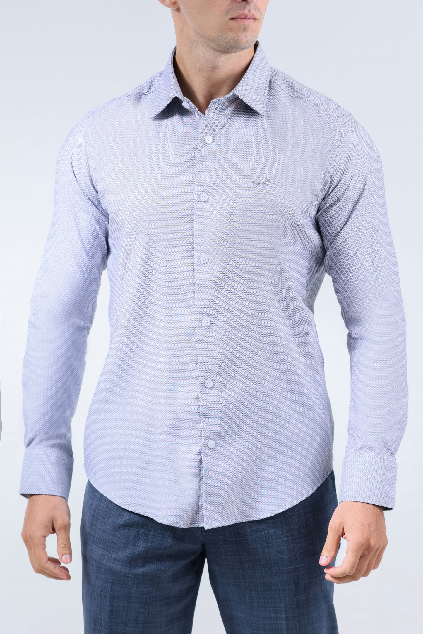 CROCODILE MEN EVENING SLIM FIT FS SHIRT-CLOUD BURST