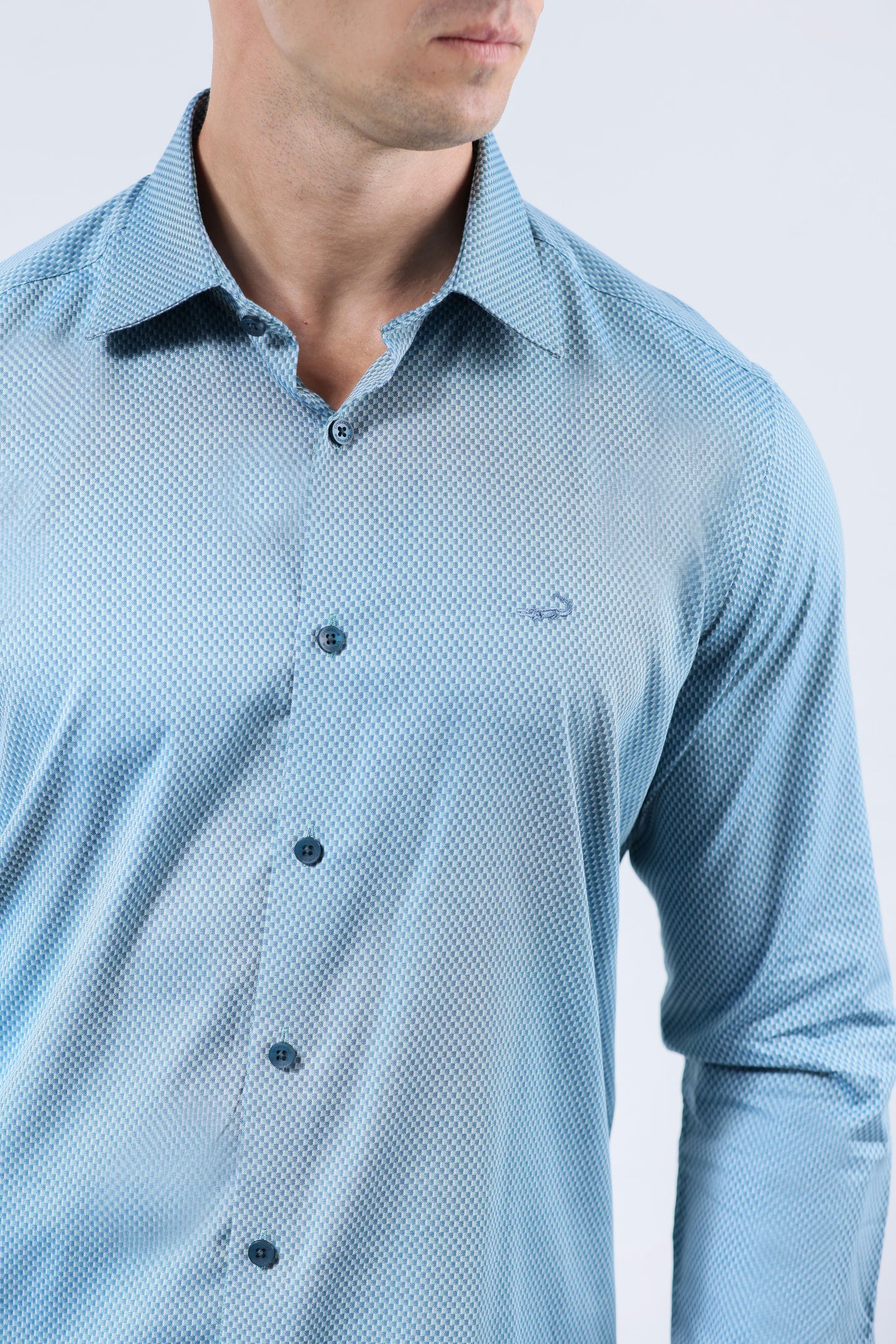 CROCODILE MEN EVENING SLIM FIT FS SHIRT-VERDANT GREEN