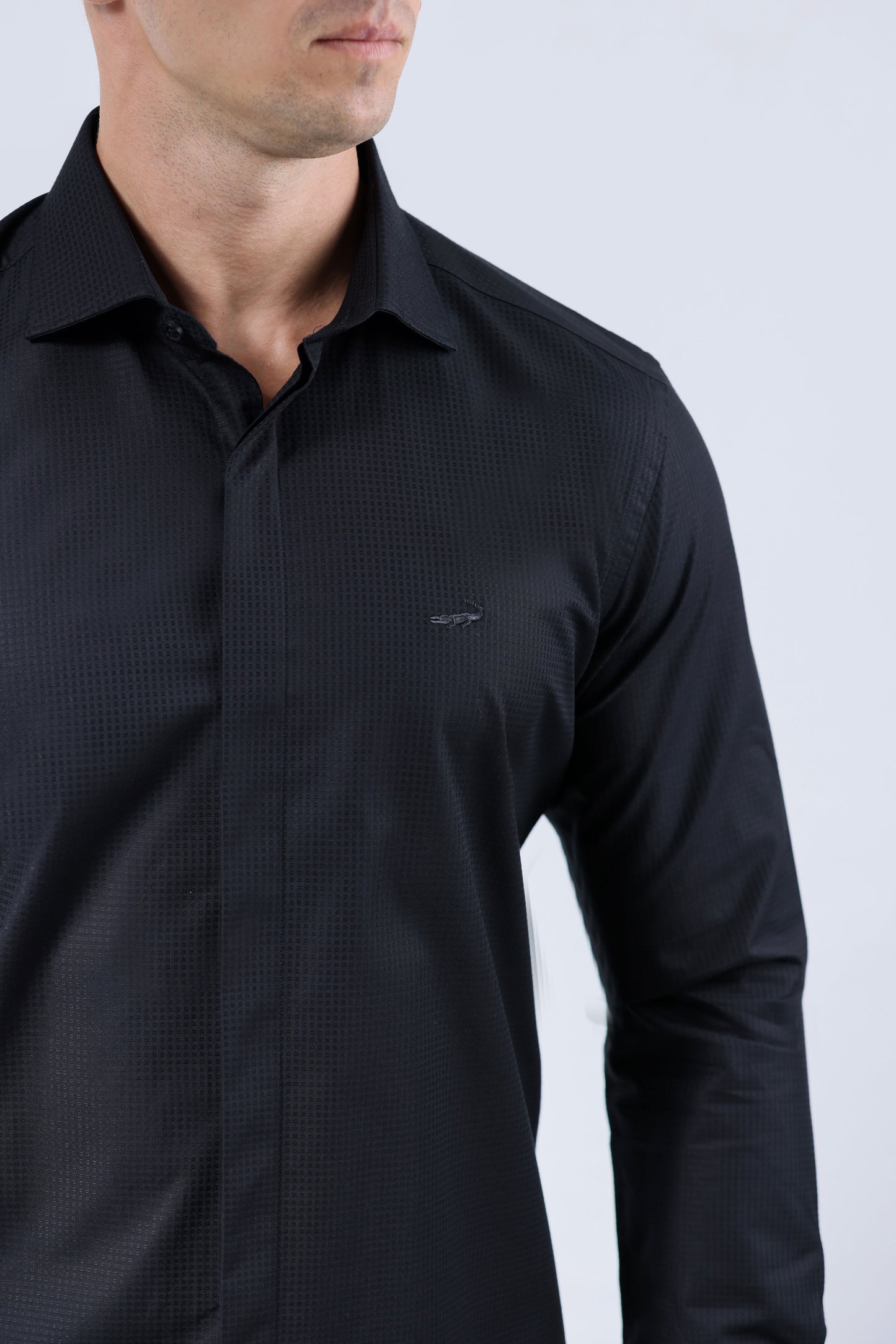 CROCODILE MEN EVENING SLIM FIT FS SHIRT-BLACK