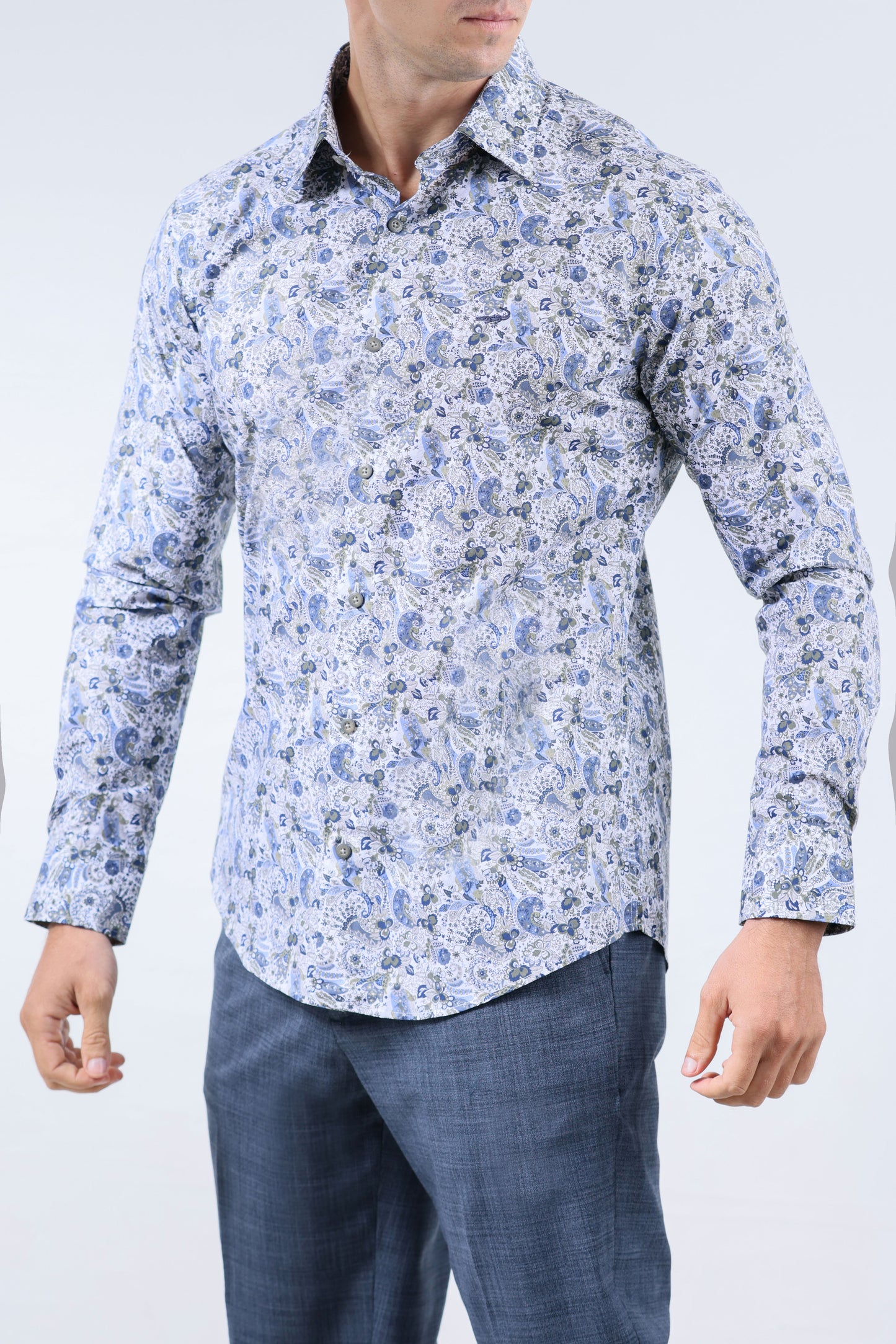 CROCODILE MEN EVENING SLIM FIT FS SHIRT-INSIGNIA BLUE