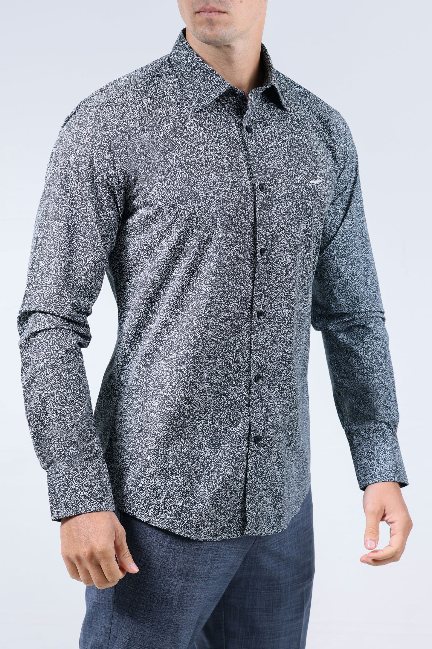 CROCODILE MEN EVENING SLIM FIT FS SHIRT-BLACK