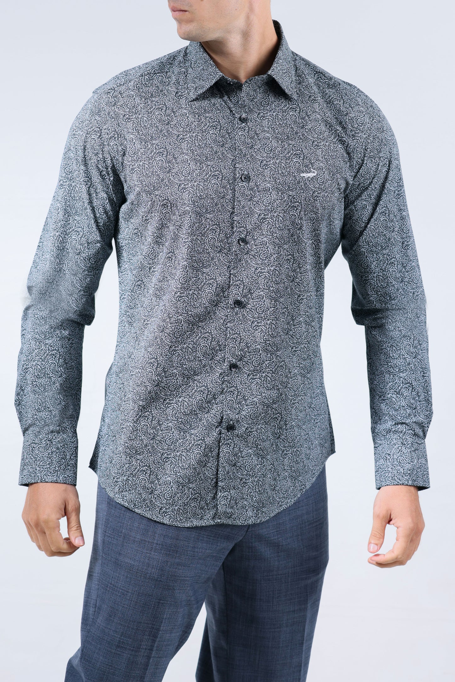 CROCODILE MEN EVENING SLIM FIT FS SHIRT-BLACK