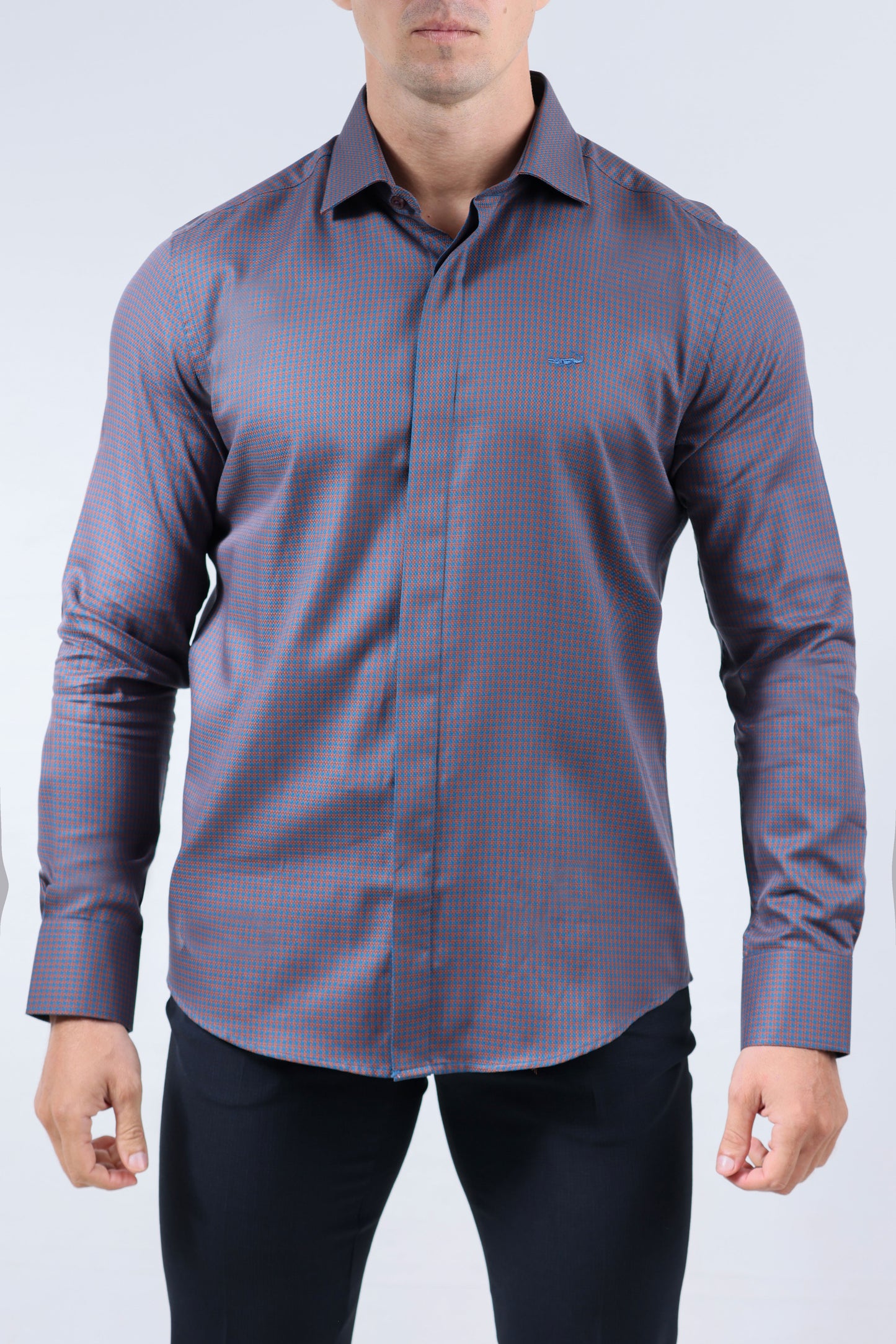 CROCODILE MEN EVENING SLIM FIT FS SHIRT-LEATHER BROWN