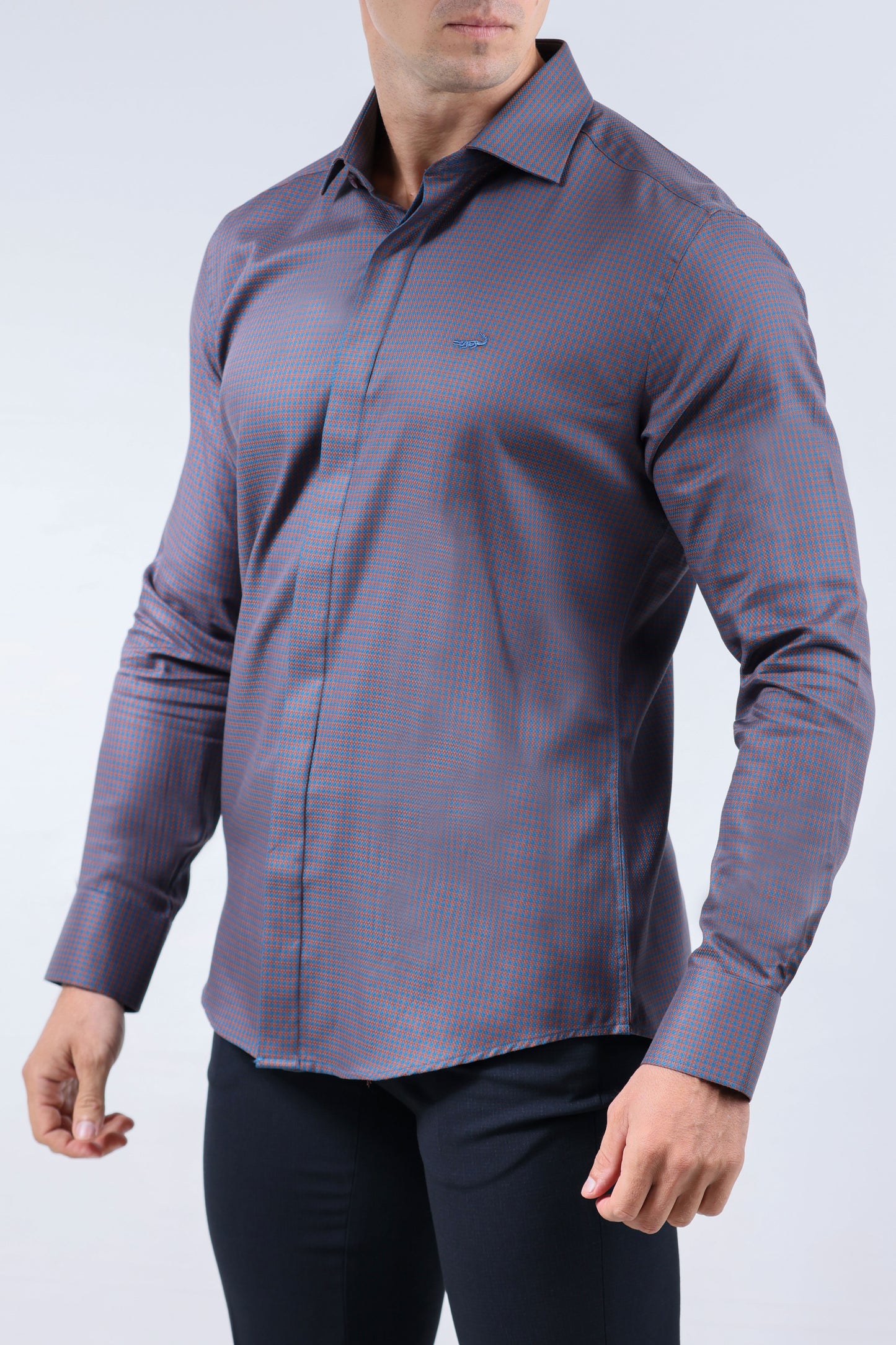 CROCODILE MEN EVENING SLIM FIT FS SHIRT-LEATHER BROWN