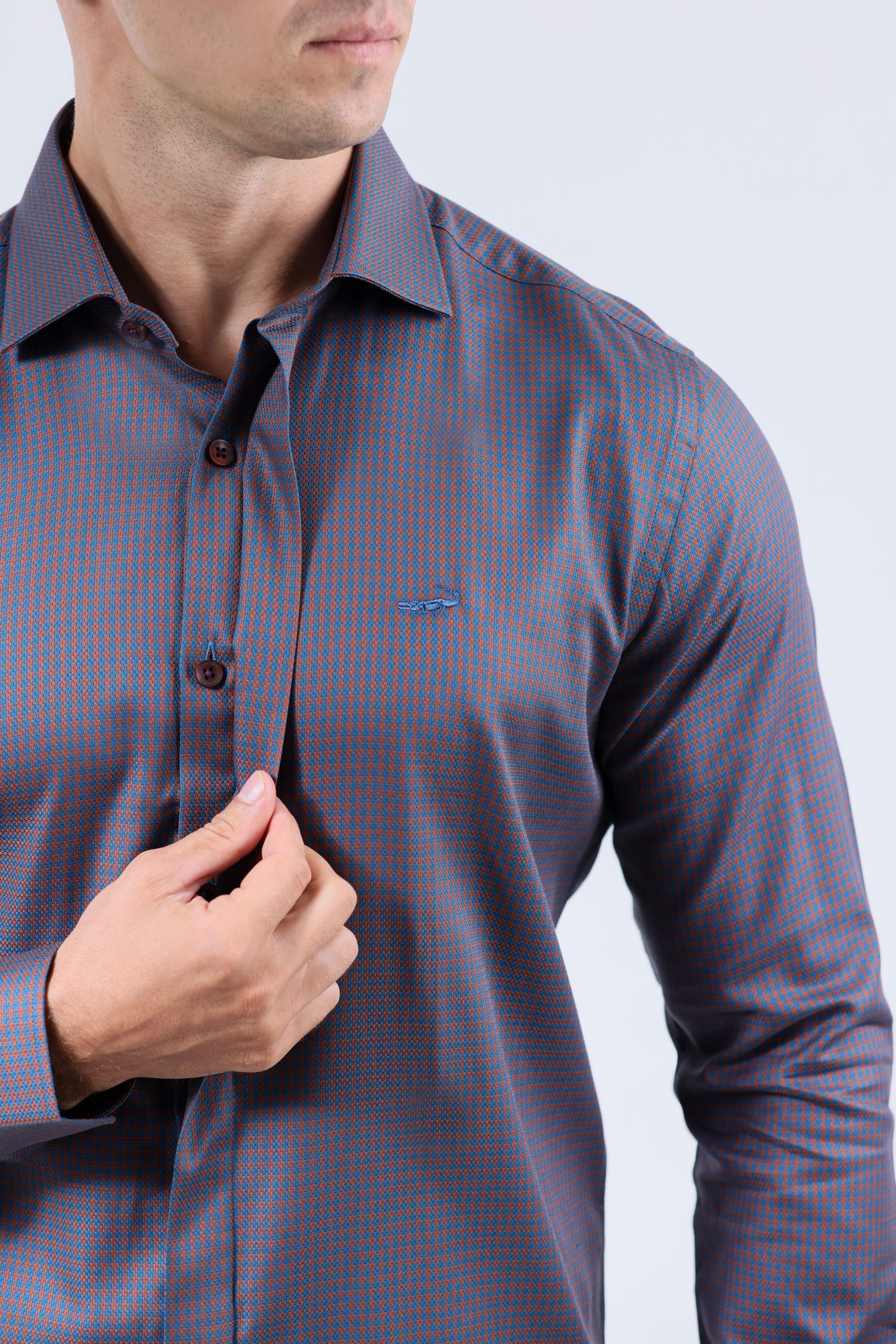 CROCODILE MEN EVENING SLIM FIT FS SHIRT-LEATHER BROWN