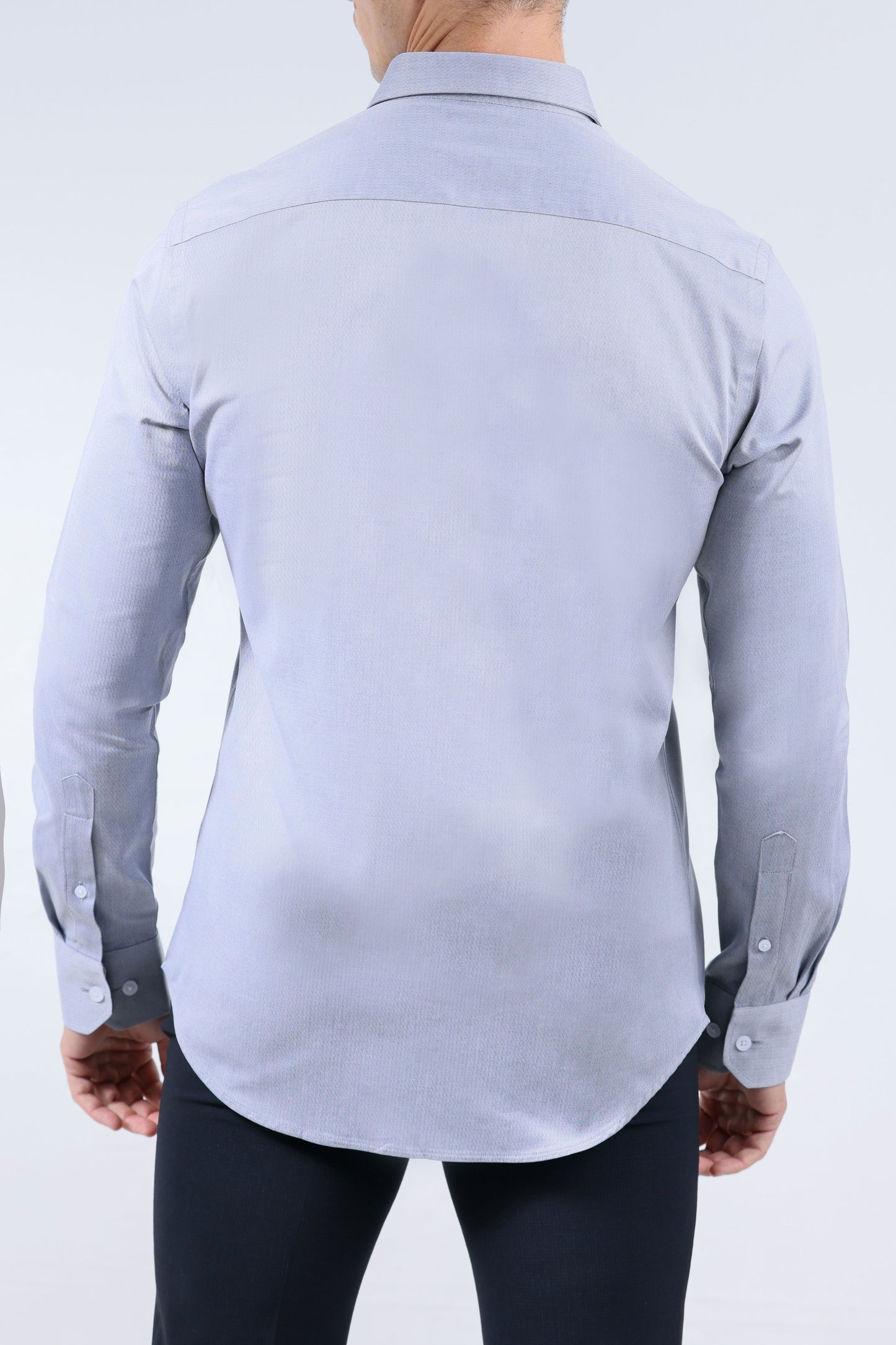 CROCODILE MEN EVENING SLIM FIT FS SHIRT-GRAY DOWN