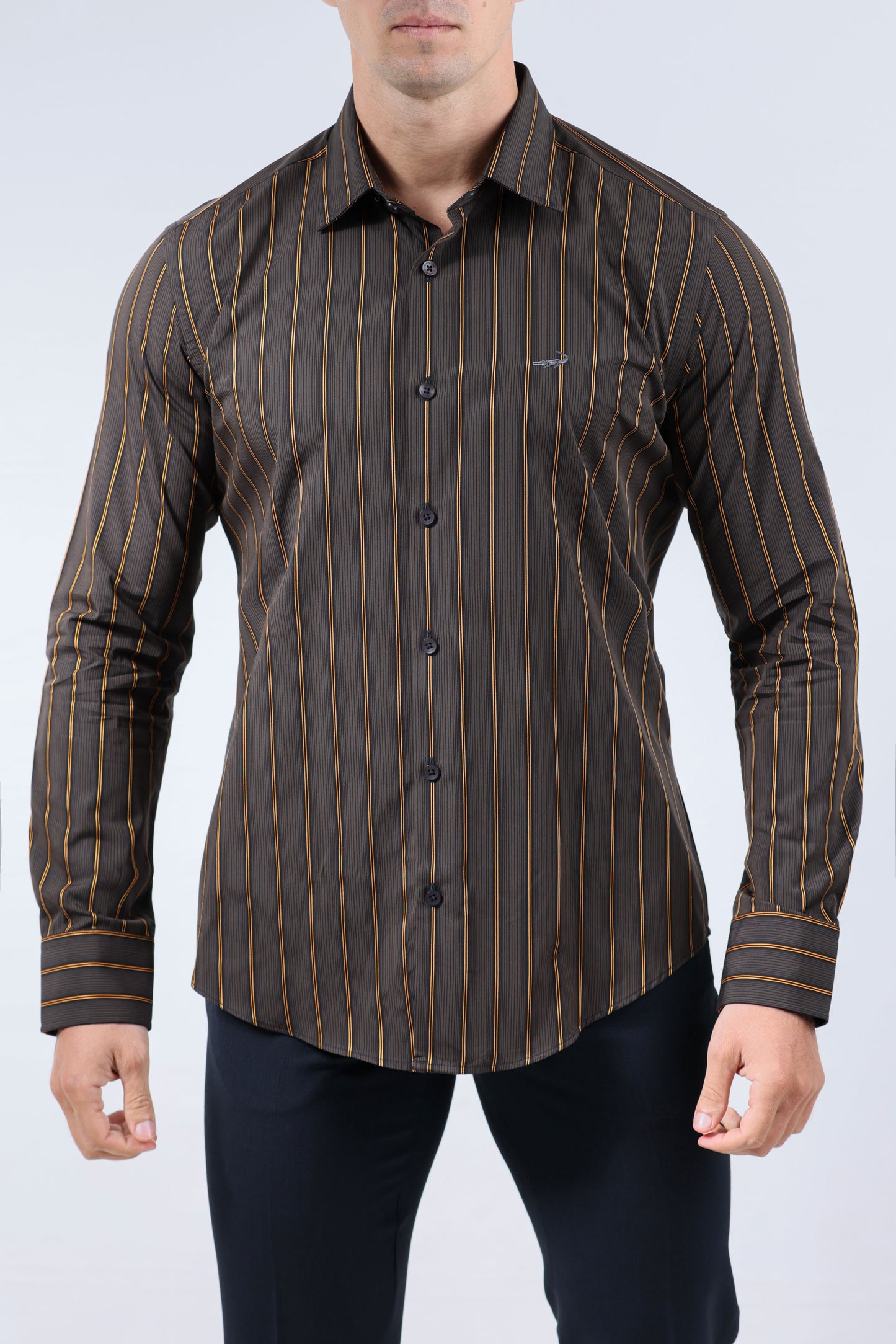 CROCODILE MEN EVENING  SLIM FIT FS SHIRT-BRONZE