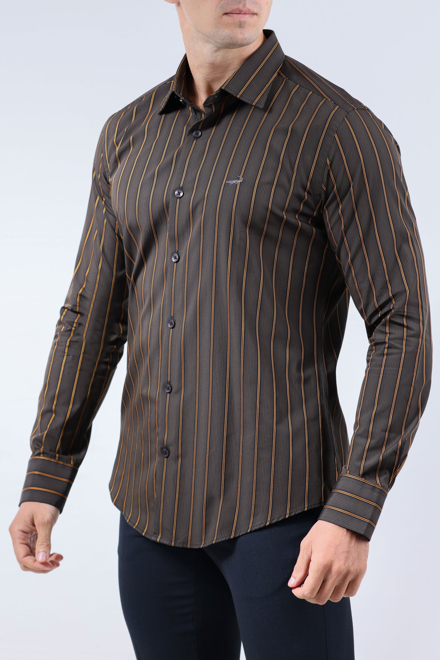 CROCODILE MEN EVENING  SLIM FIT FS SHIRT-BRONZE