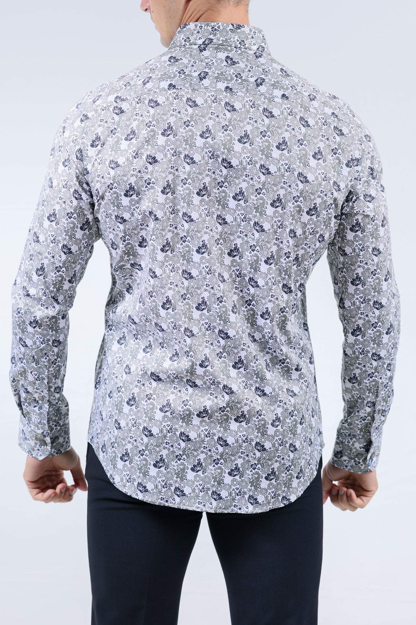 CROCODILE MEN EVENING SLIM FIT FS SHIRT-MALLARD BLUE