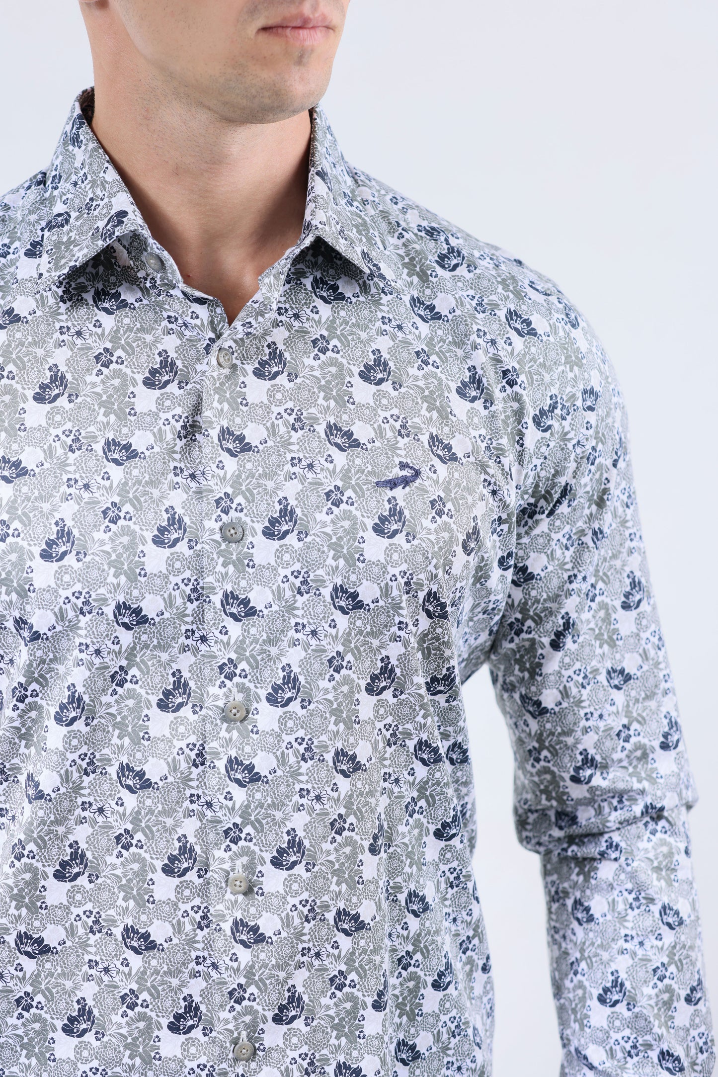 CROCODILE MEN EVENING SLIM FIT FS SHIRT-MALLARD BLUE