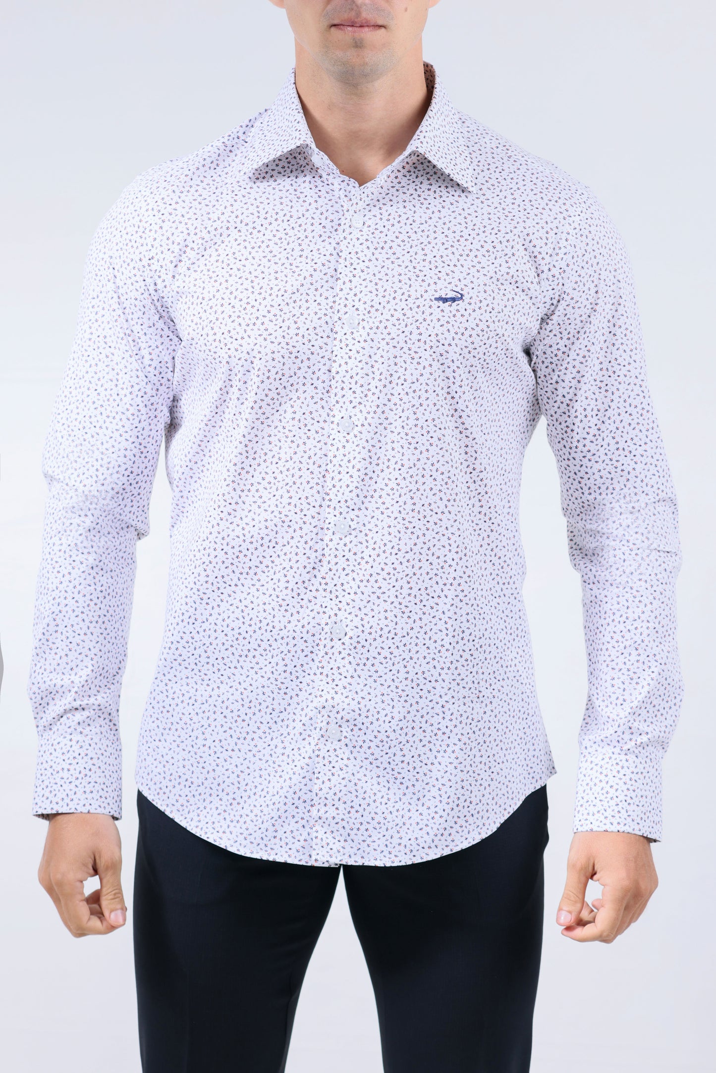 CROCODILE MEN EVENING SLIM FIT FS SHIRT-BROWN BURNT OCHRE