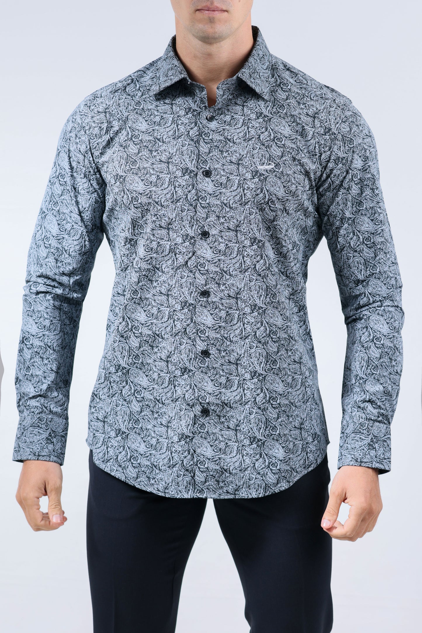 CROCODILE MEN EVENING SLIM FIT FS SHIRT-CHARCOAL