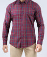 CROCODILE MEN SEMI CASUAL SLIM FIT FS SHIRT-OXBLOOD RED