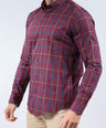 CROCODILE MEN SEMI CASUAL SLIM FIT FS SHIRT-OXBLOOD RED