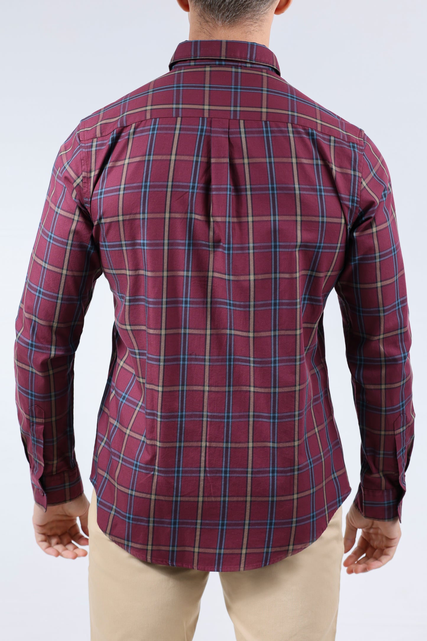 CROCODILE MEN SEMI CASUAL SLIM FIT FS SHIRT-OXBLOOD RED