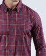 CROCODILE MEN SEMI CASUAL SLIM FIT FS SHIRT-OXBLOOD RED
