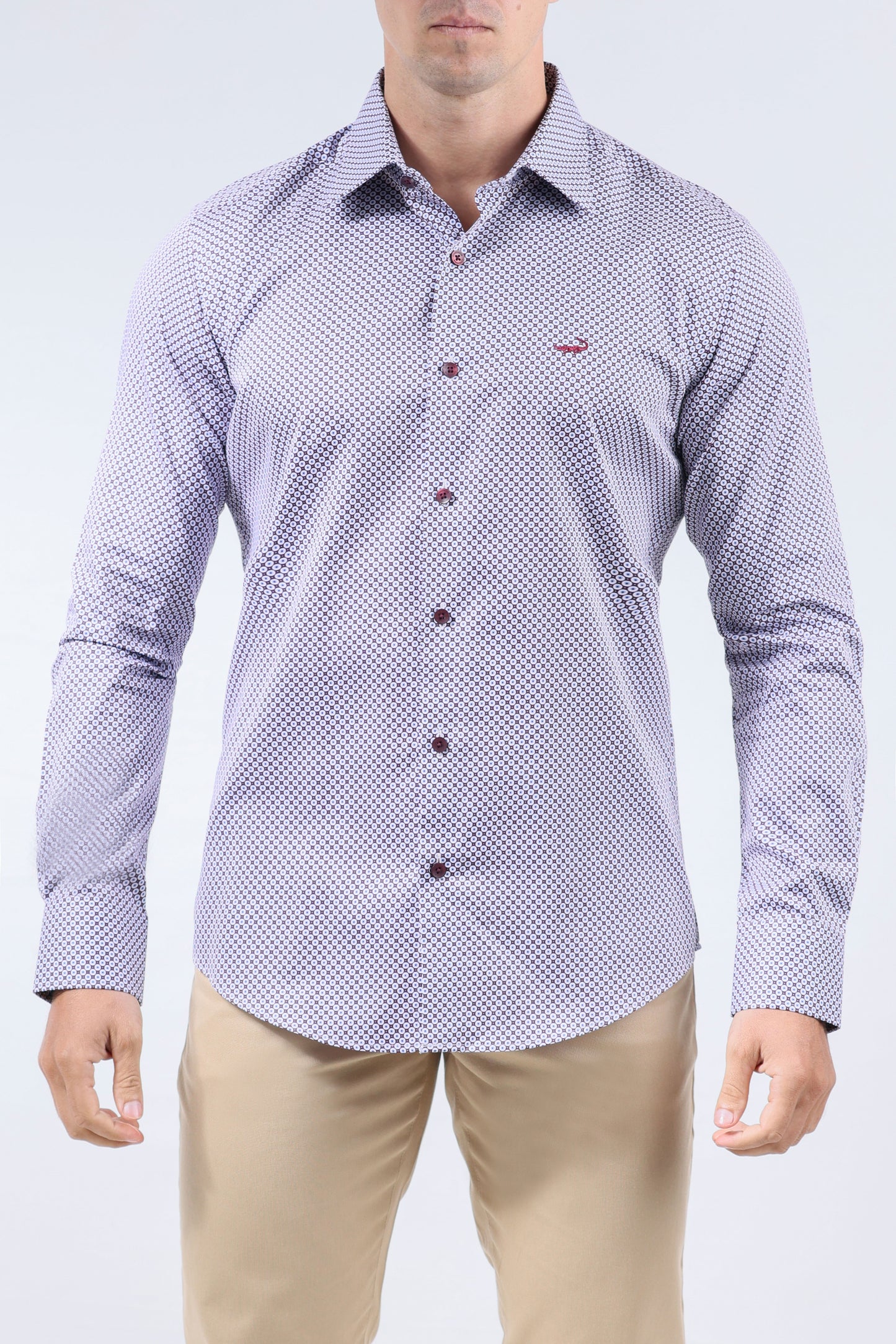 CROCODILE MEN EVENING SLIM FIT FS SHIRT-MAROON