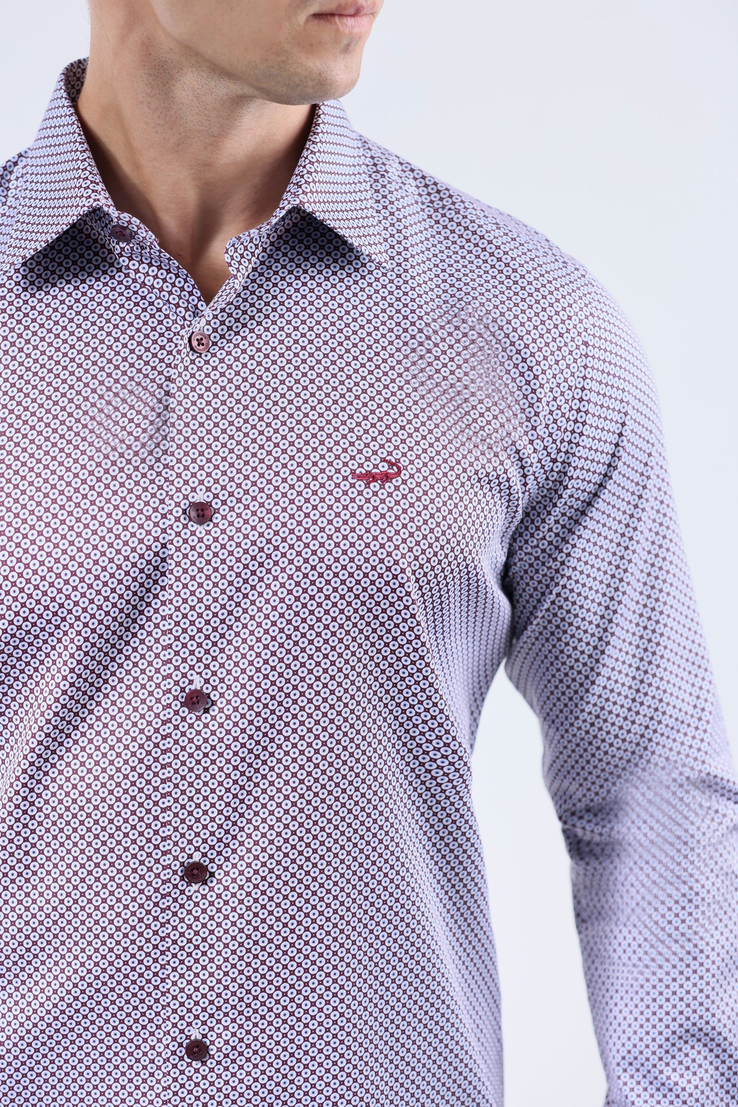 CROCODILE MEN EVENING SLIM FIT FS SHIRT-MAROON