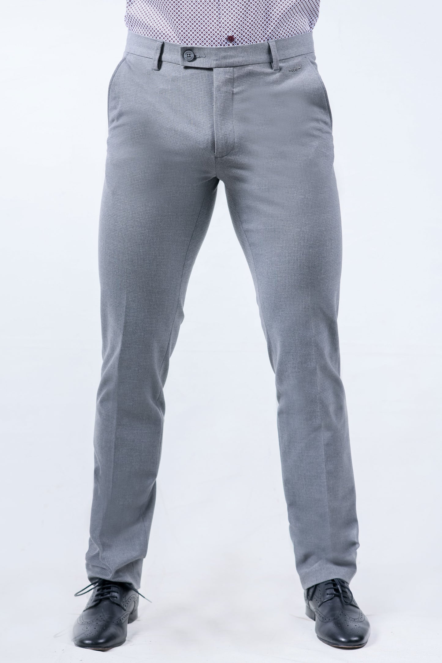 Crocodile Formal Entry Checks Slim Fit Trouser - Cloud Burst