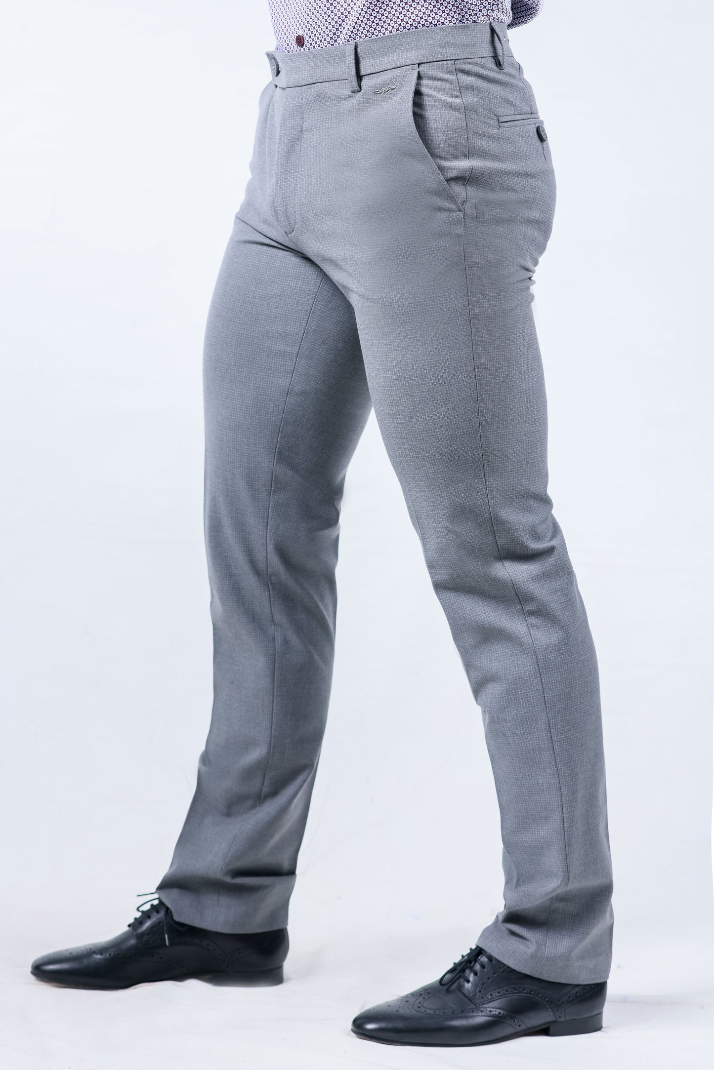 Crocodile Formal Entry Checks Slim Fit Trouser - Cloud Burst