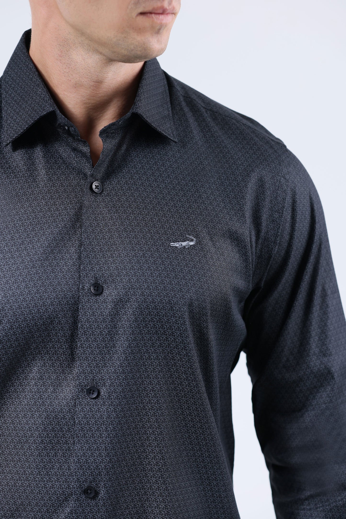 Crocodile Men Evening Printed Regular Fit Shirt - Ebony