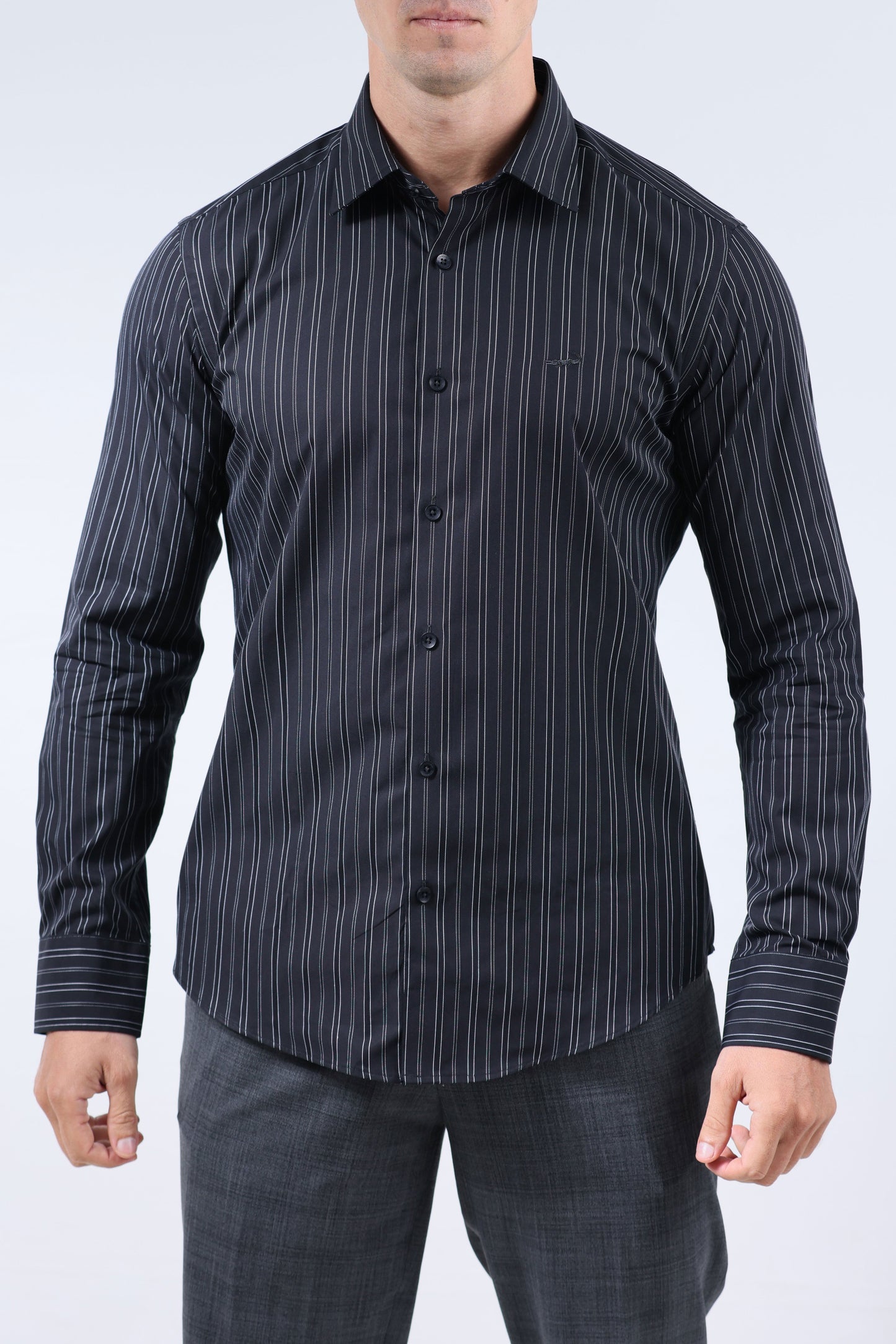 Crocodile Men Evening Slim Fit Shirt - Black Inck